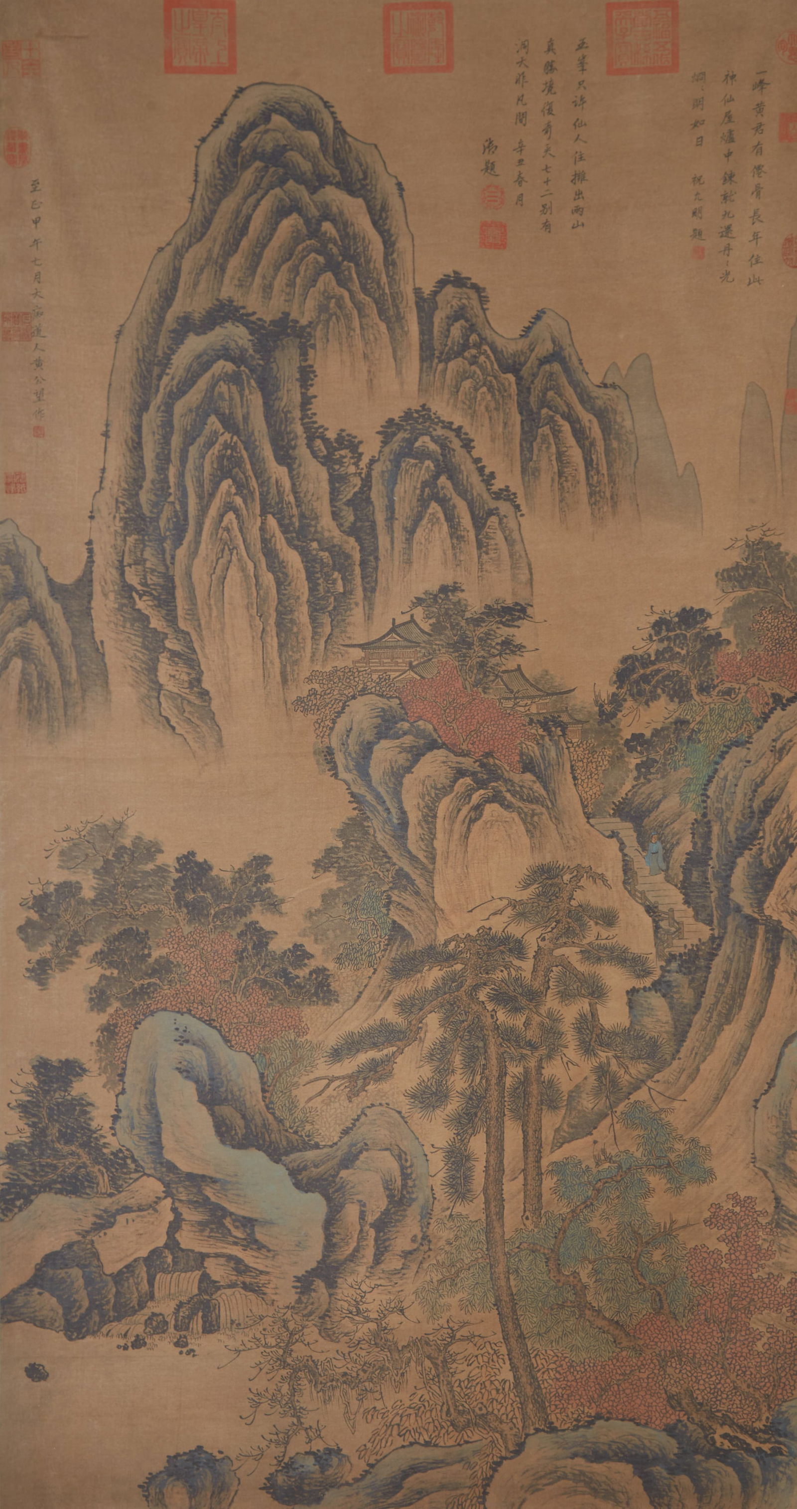 A LANDSCAPE PAINTING ON SILK BY HUANG GONGWANG.黃公望 (1 of 11)