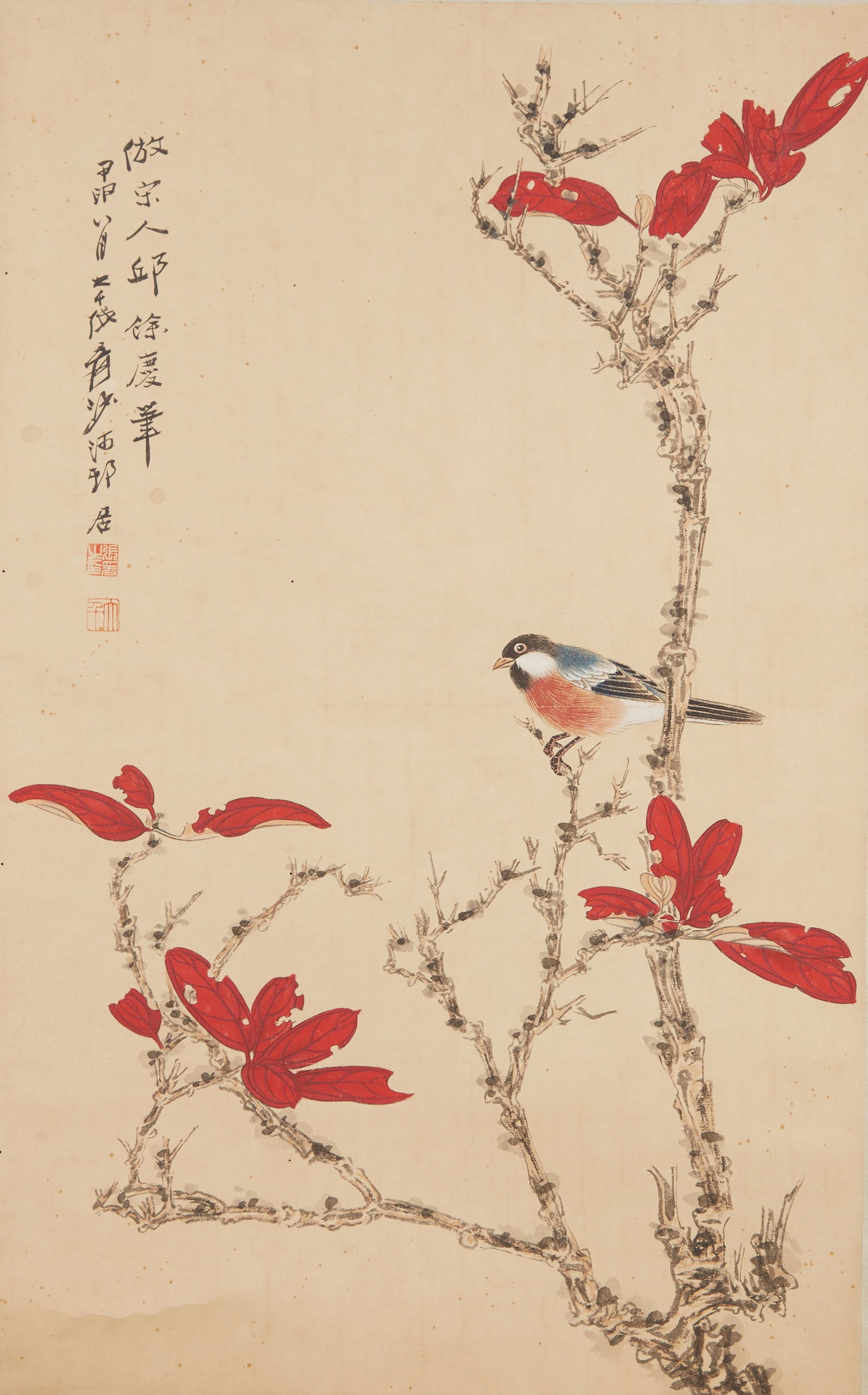 A FLOWER-AND-BIRD PAINTING ON PAPER BY ZHANG DAQIAN.張大千 (1 of 8)