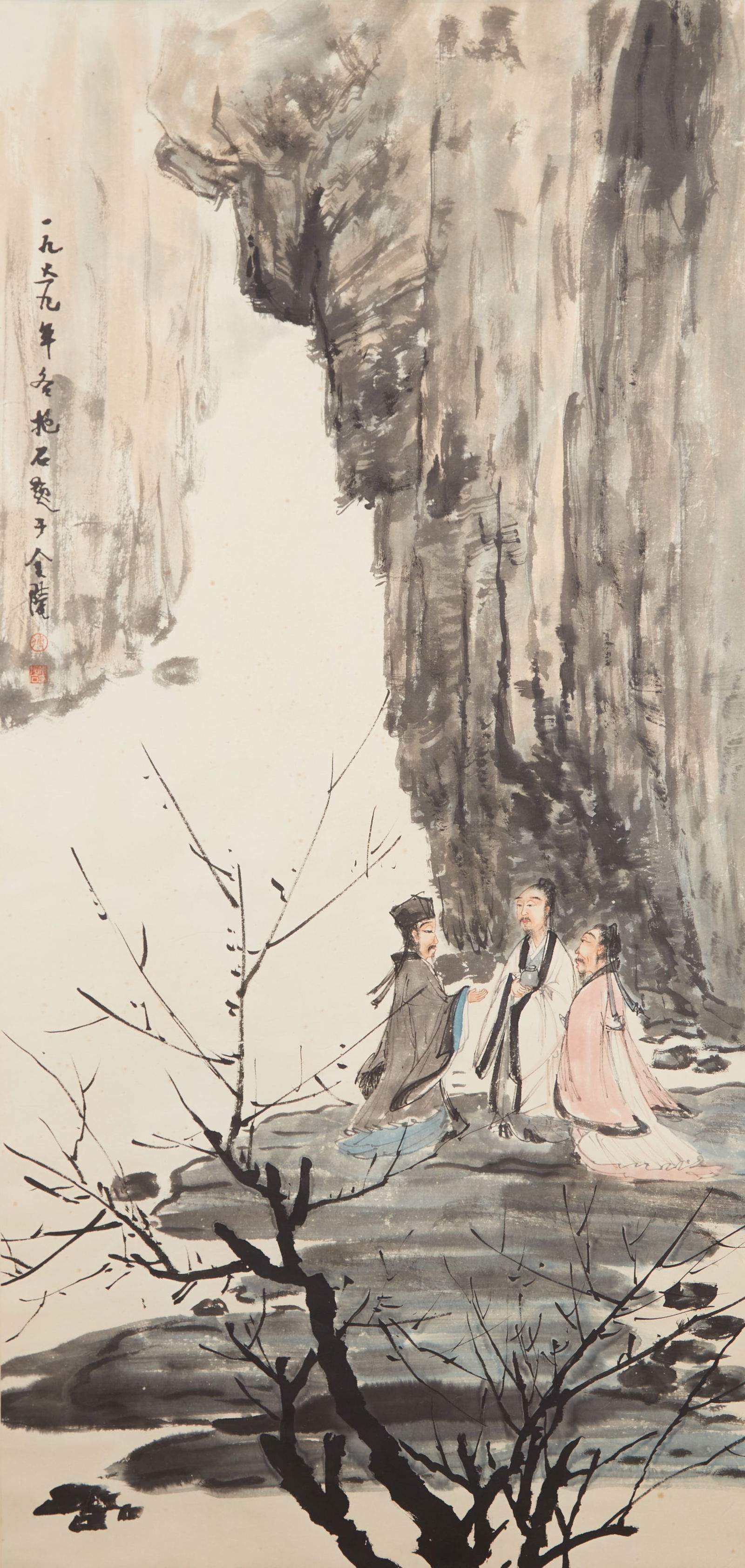 A FIGURE PAINTING ON PAPER BY FU BAOSHI.傅抱石 (1 of 9)