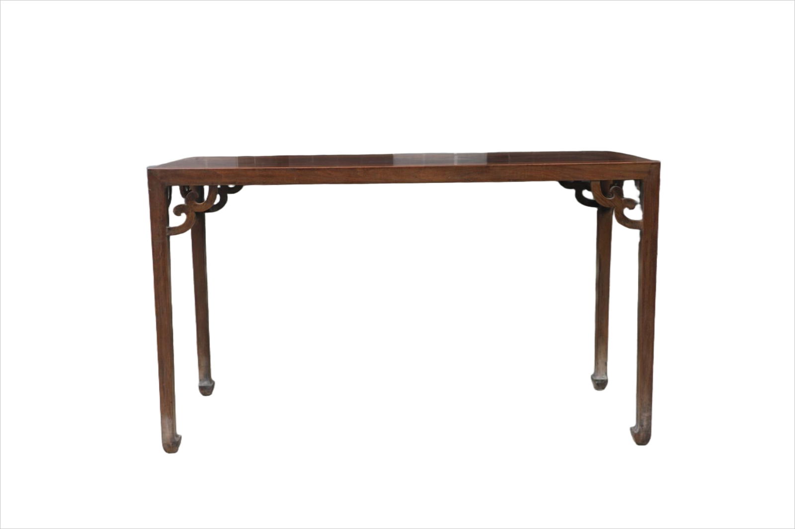 A HUANGHUALI CARVED SCROLL-PATTERN RECTANGULAR TABLE - 3