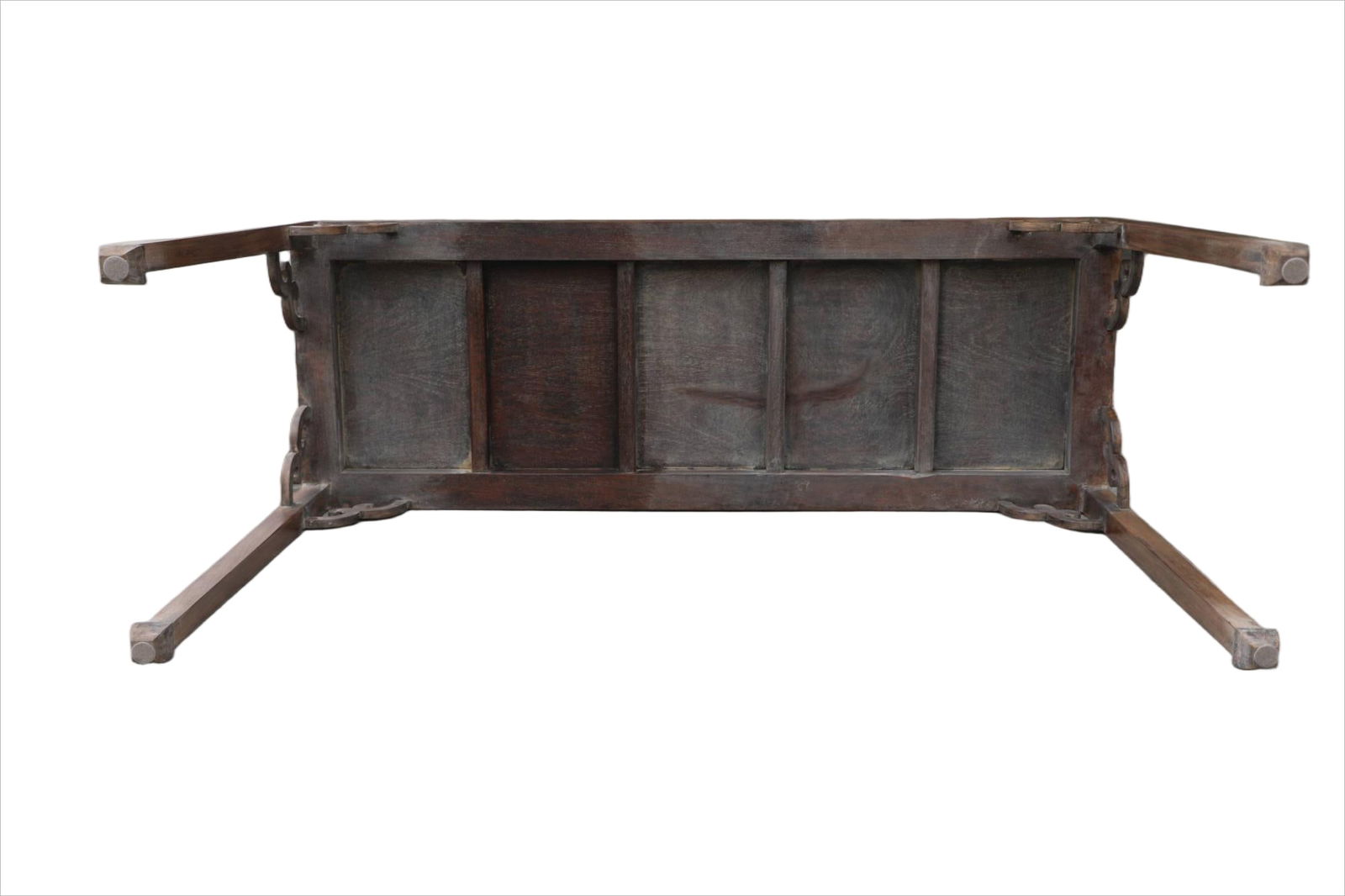 A HUANGHUALI CARVED SCROLL-PATTERN RECTANGULAR TABLE - 7