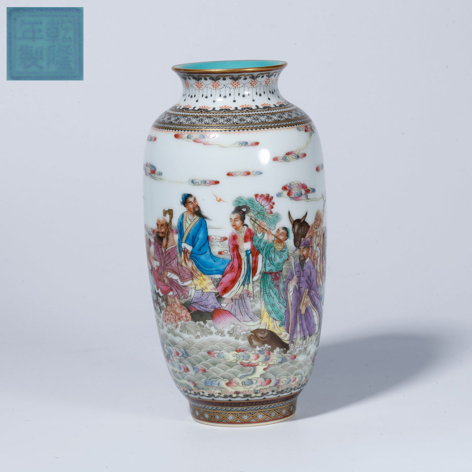 A FAMILLE ROSE VASE WITH EIGHT IMMORTALS CROSSING THE SEA DESIGN (1 of 10)