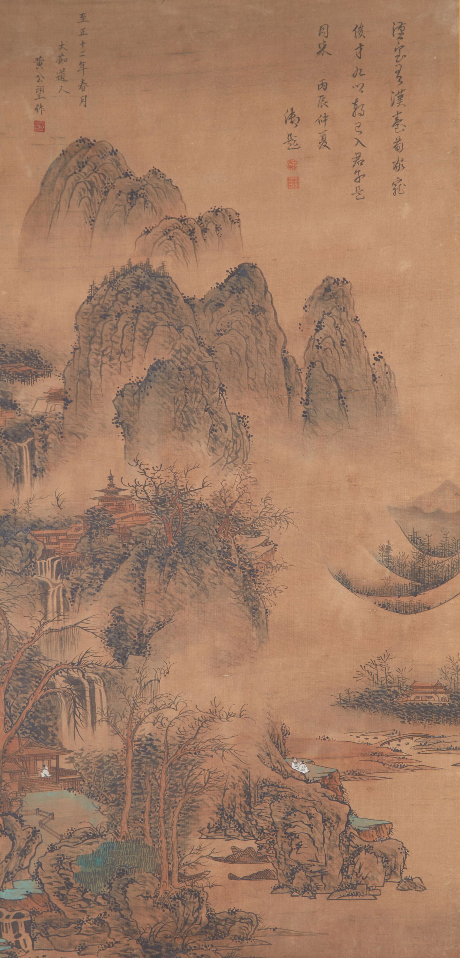 A LANDSCAPE PAINTING ON SILK BY HUANG GONGWANG.黃公望 (1 of 11)