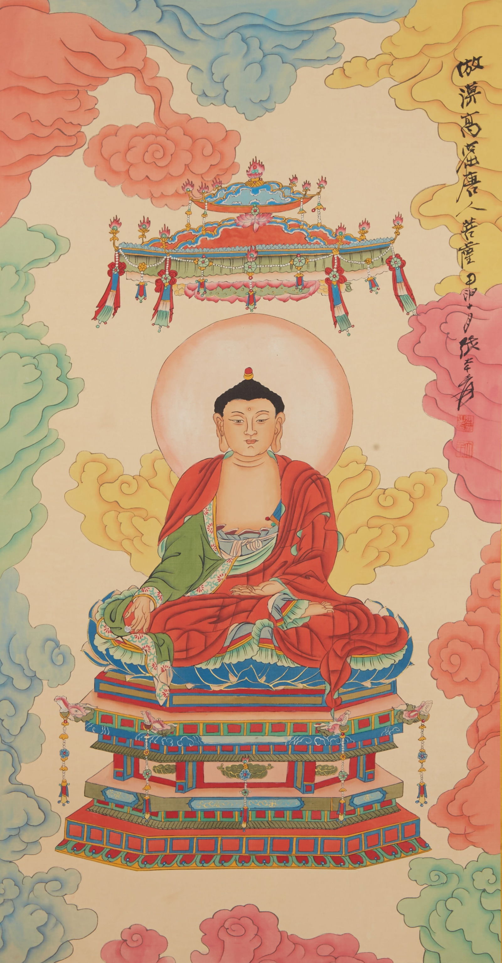 A BUDDHA FIGURE PAINTING ON SILK BY ZHANG DAQIAN.張大千 (1 of 7)