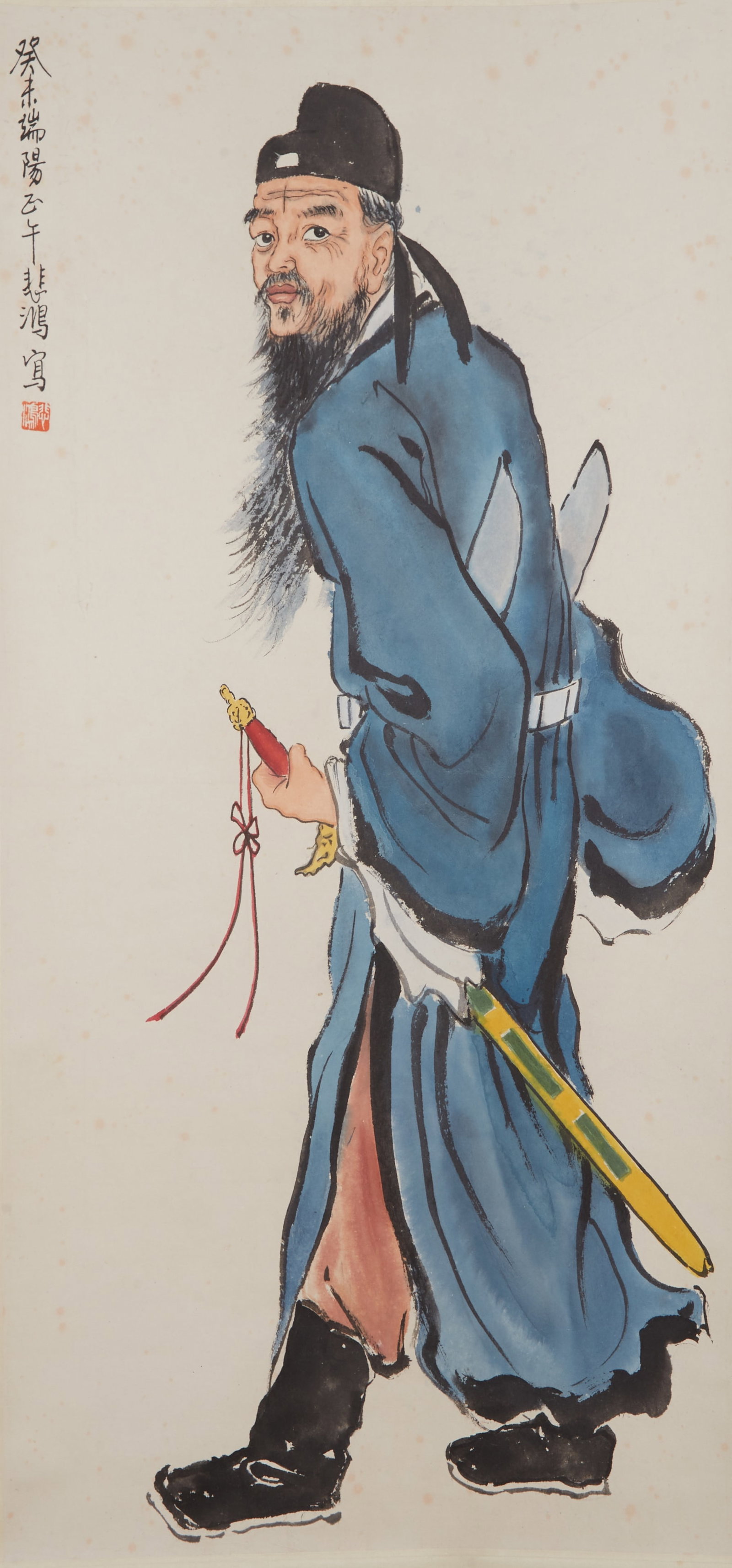 A FIGURE PAINTING ON PAPER BY XU BEIHONG.徐悲鴻: Figure Painting on Paper by Xu Beihong.徐悲鴻