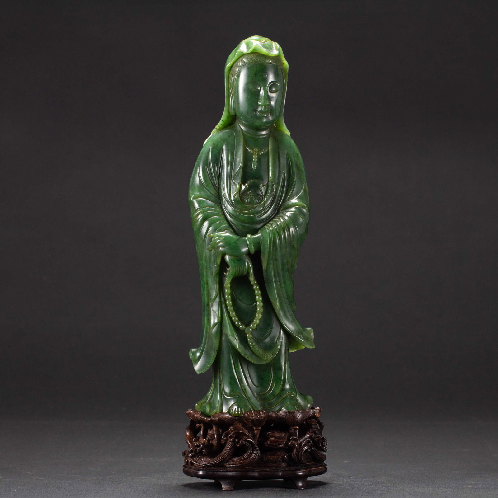 A SPINACH GREEN JADE GUANYIN (1 of 8)