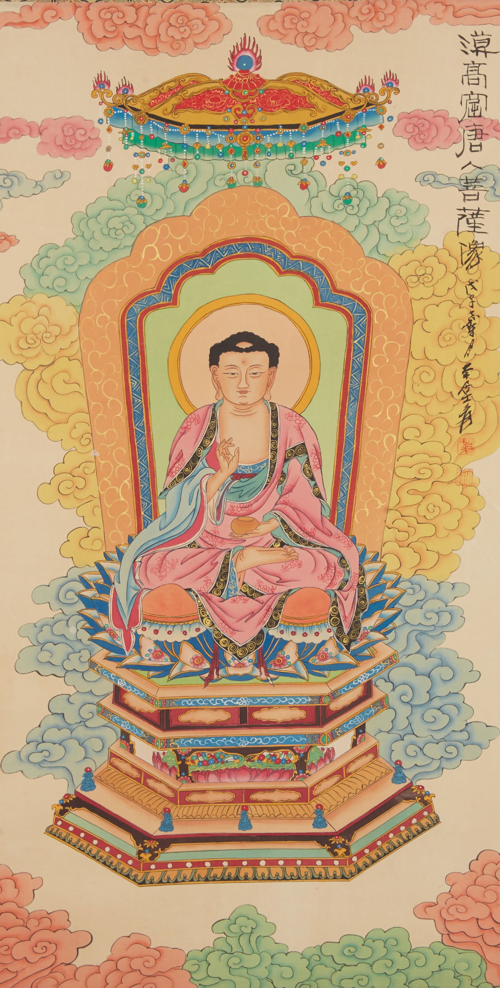 A BUDDHA FIGURE PAINTING ON SILK BY ZHANG DAQIAN.張大千 (1 of 9)