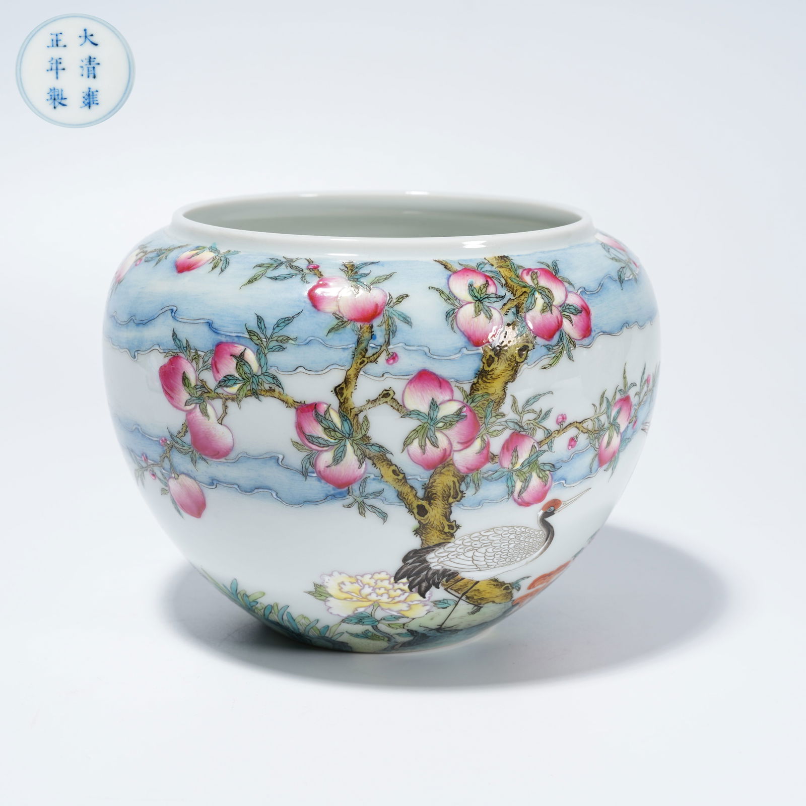 A FAMILLE-ROSE WATER POT WITH CRANE MOTIF (1 of 9)