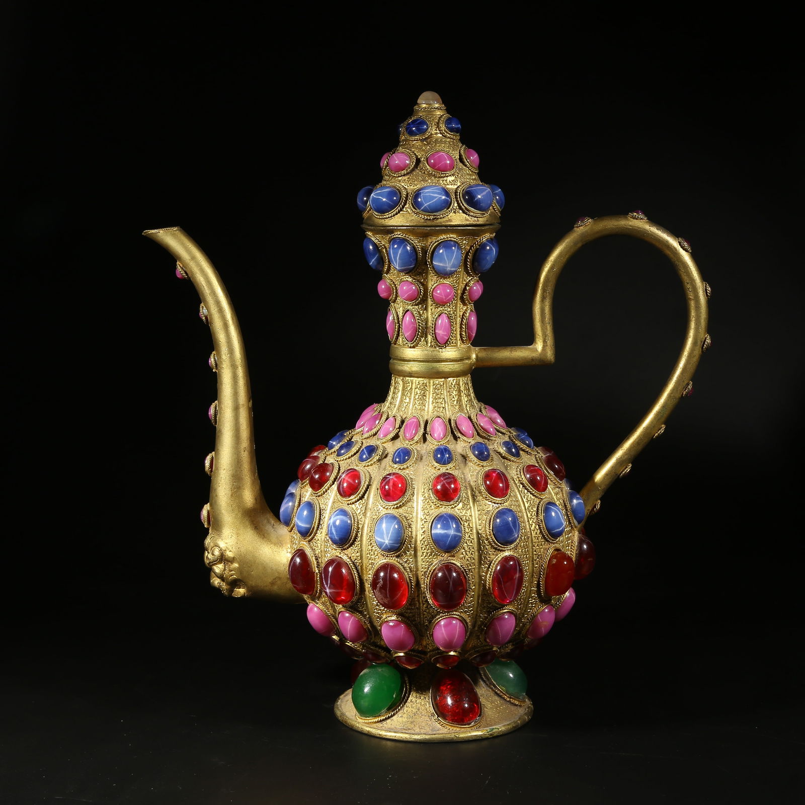 A GILT BRONZE INLAID GEMSTONE EWER (1 of 9)