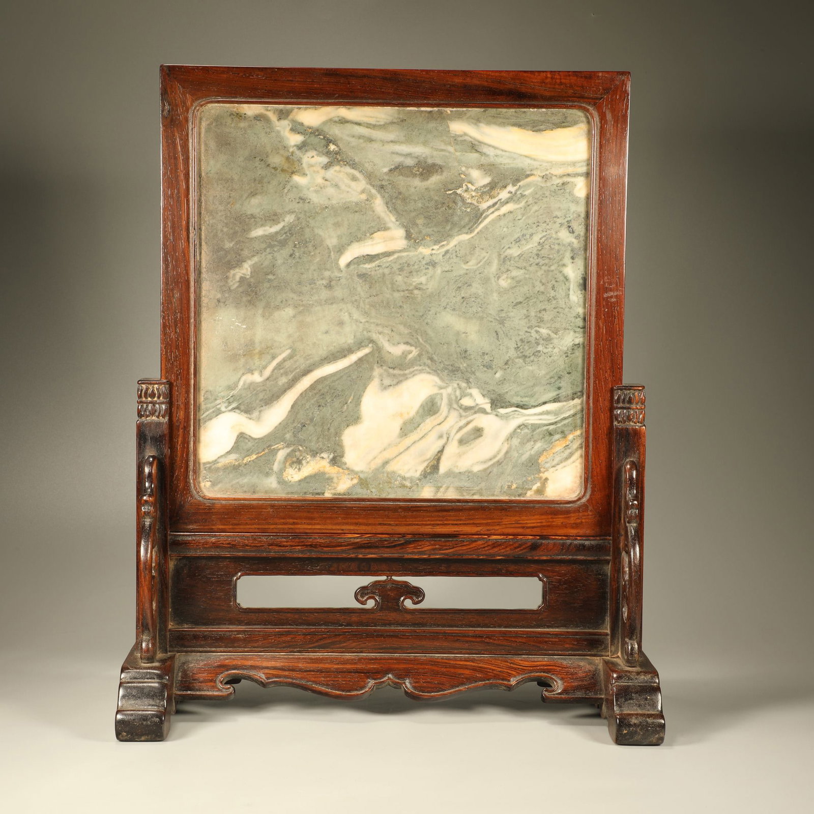 A HUANGHUALI INLAID TABLE SCREEN WITH CLOUD STONE (1 of 7)