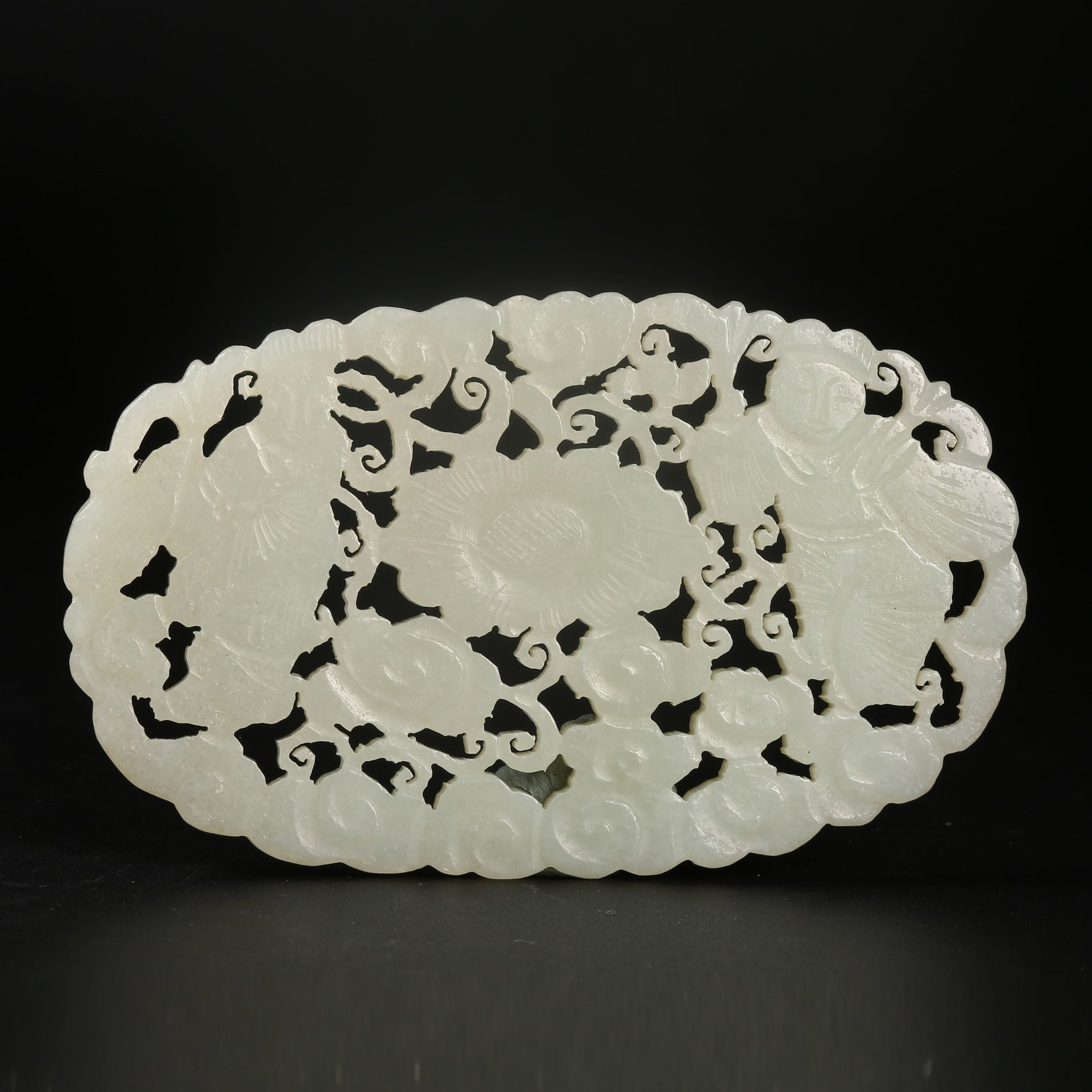 A HETIAN JADE "HEHE ERXIAN" FLORAL PLAQUE (1 of 9)
