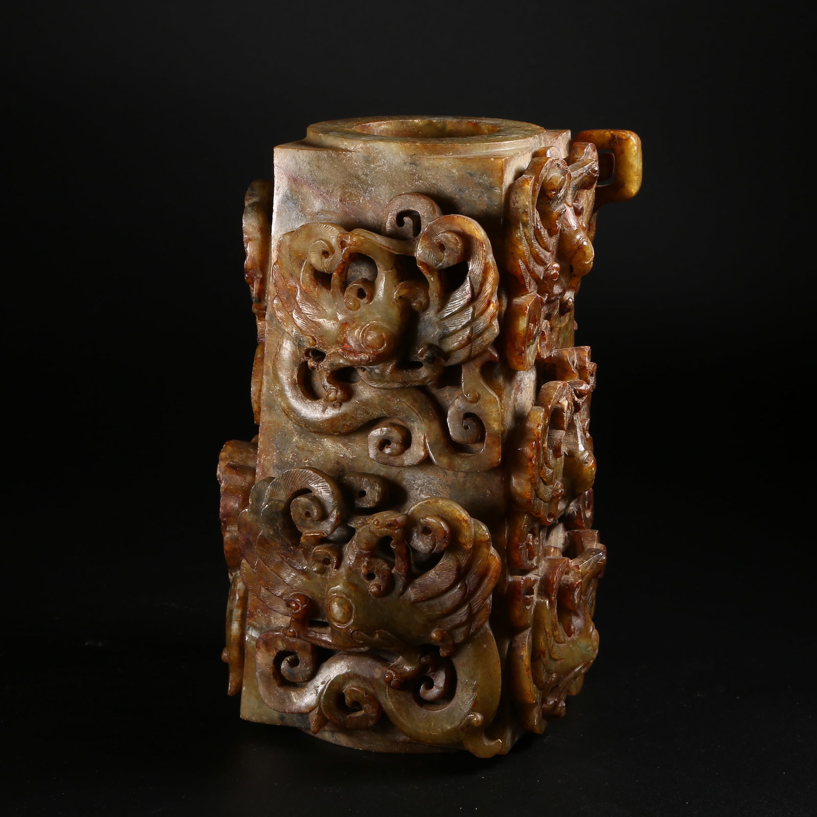 A ARCHAIC JADE CONG WITH PHOENIX MOTIFS (1 of 10)