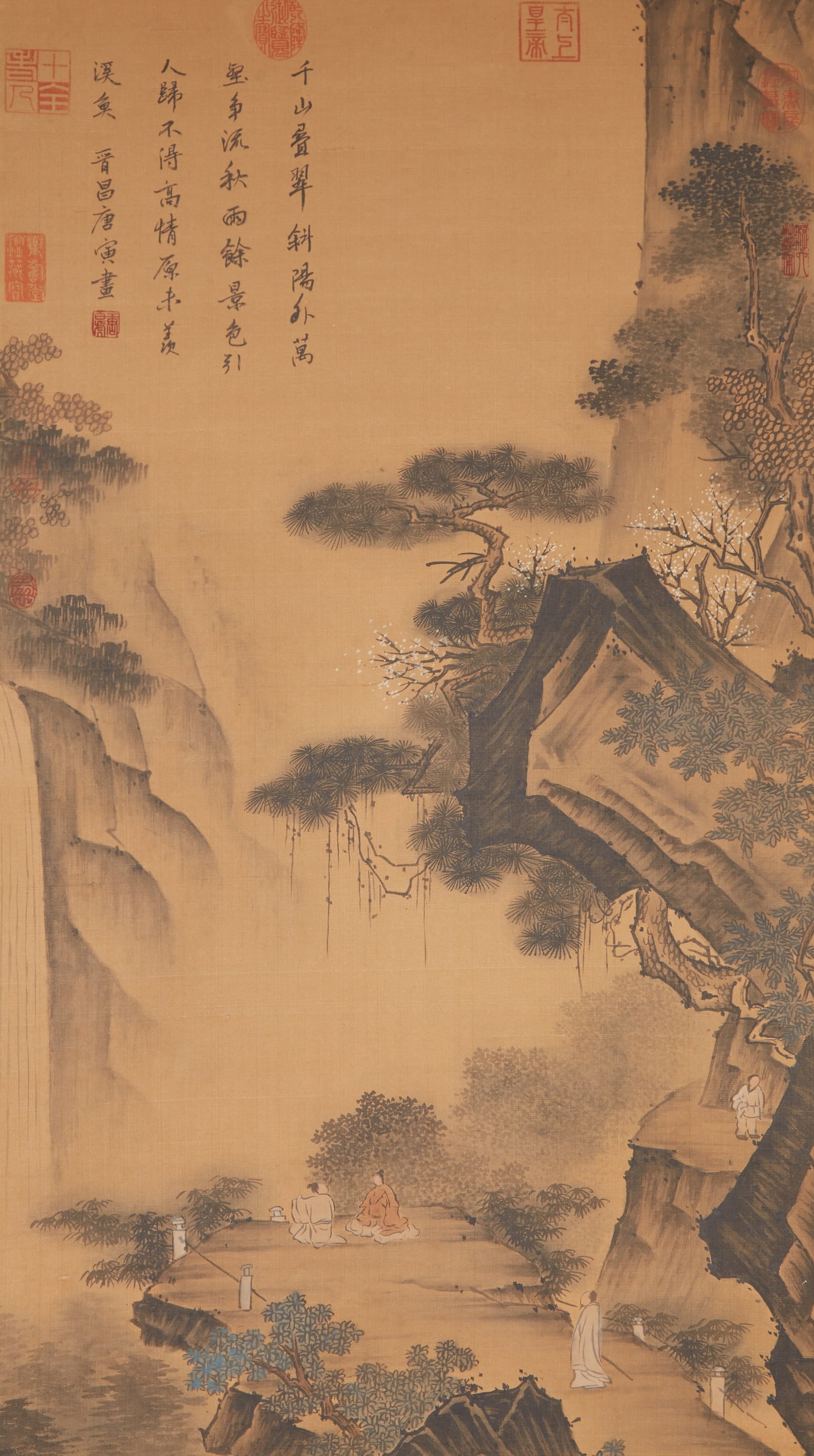 A LANDSCAPE PAINTING ON SILK BY TANG BOHU.唐伯虎 (1 of 7)