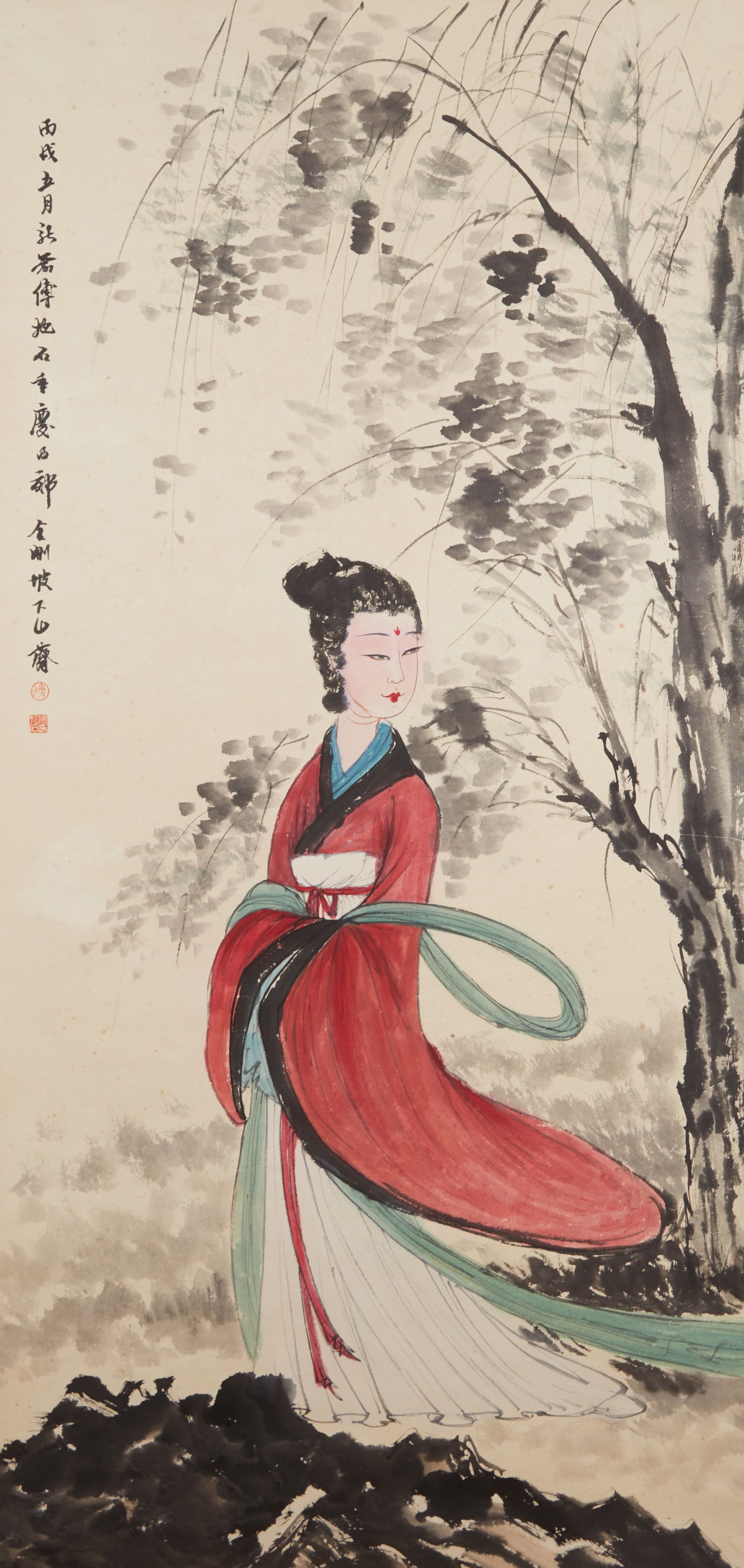 A LADIES (FIGURES) PAINTING ON PAPER BY FU BAOSHI.傅抱石 (1 of 9)