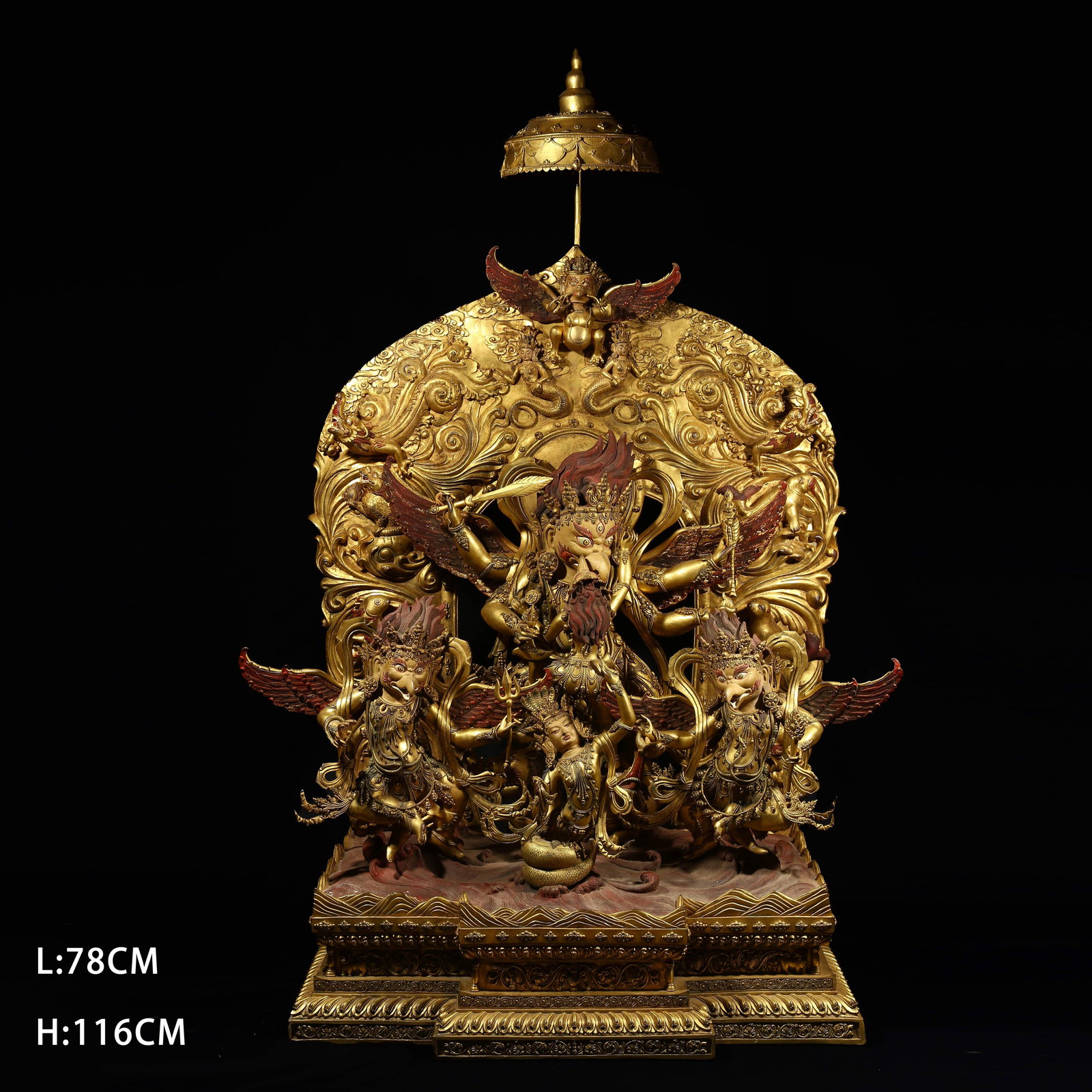 A GILDED BRONZE SCULPTURE OF KALAVINKA: Gilded bronze sculpture of Kalavinka