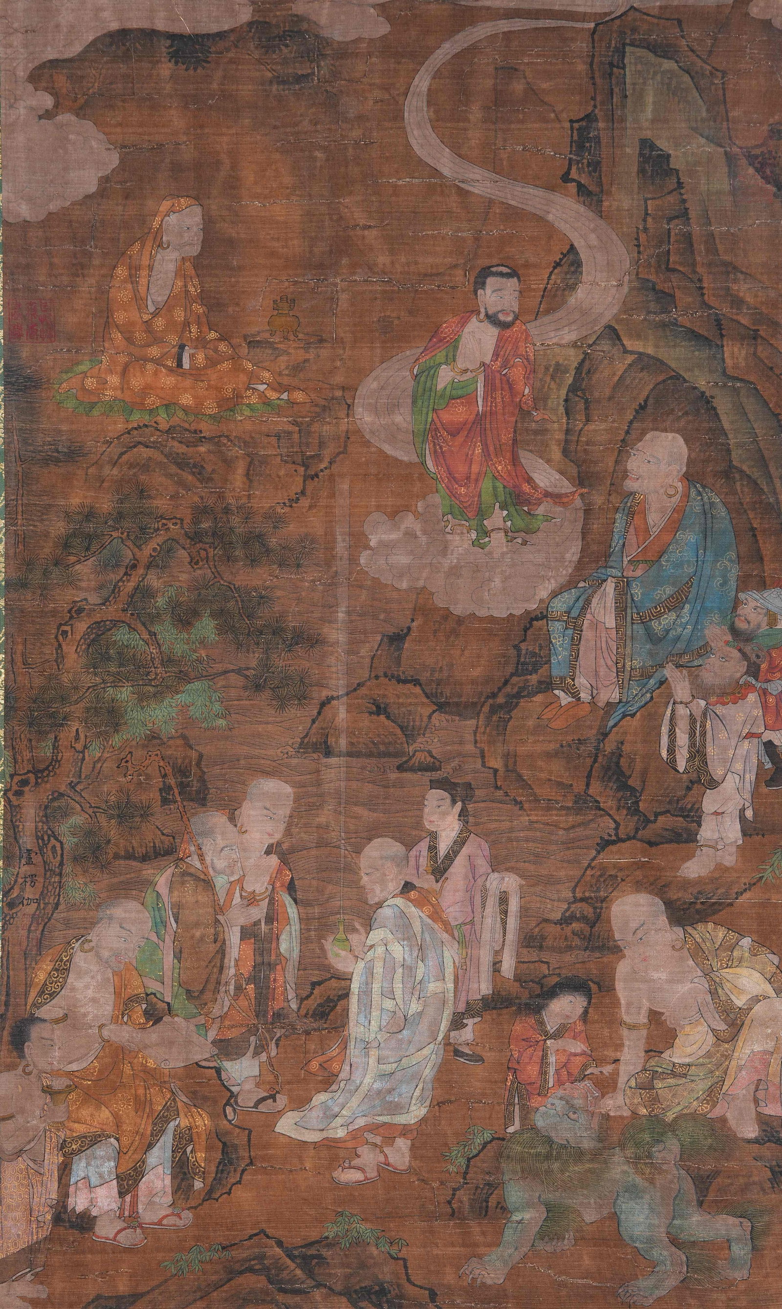 A FIGURE AND NARRATIVE PAINTING ON SILK BY LU LENGJIA.盧楞伽: Figure and Narrative Painting on Silk by Lu Lengjia.盧楞伽