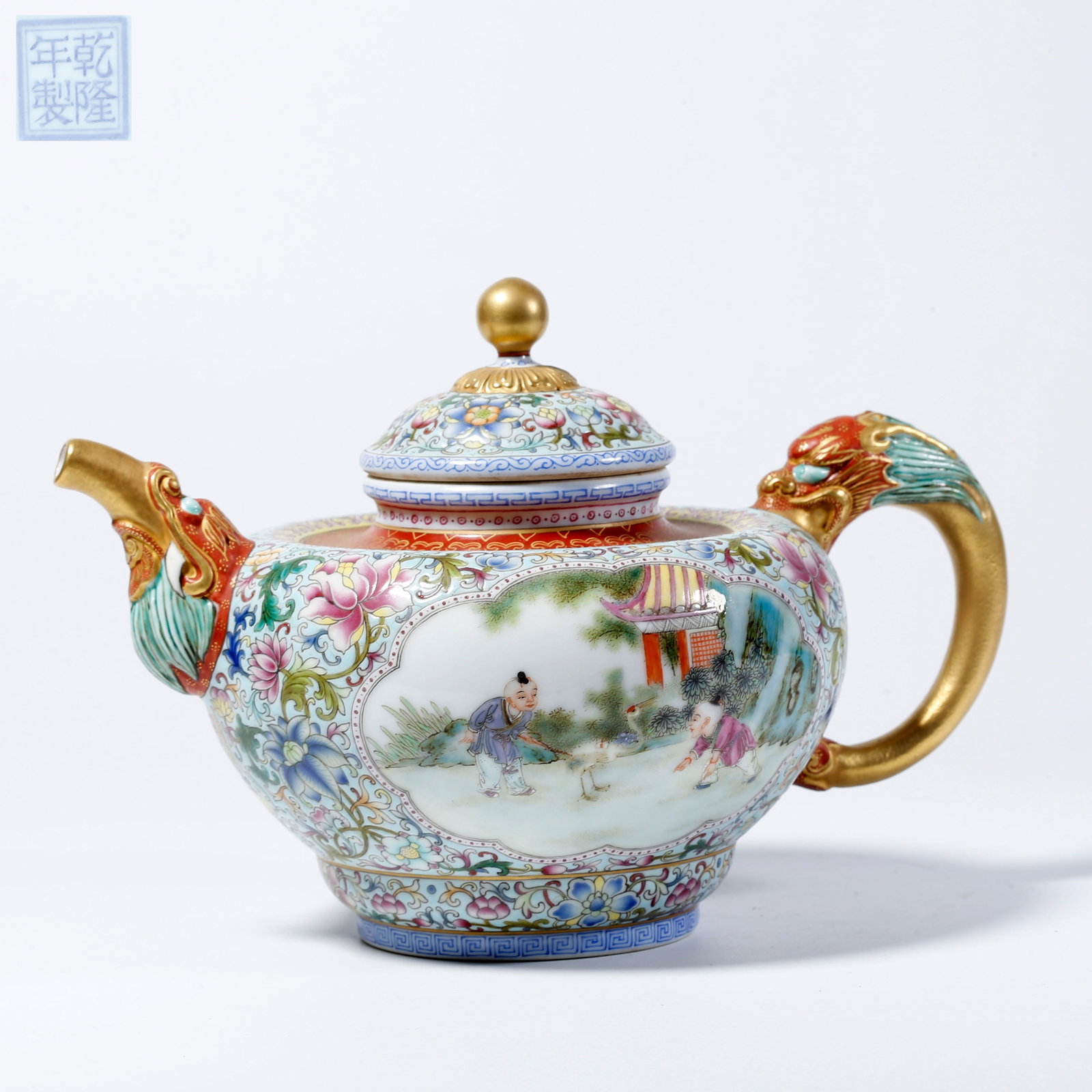 A YANGCAI EWER WITH CHILDREN AT PLAY DESIGN: Yangcai ewer with children at play design