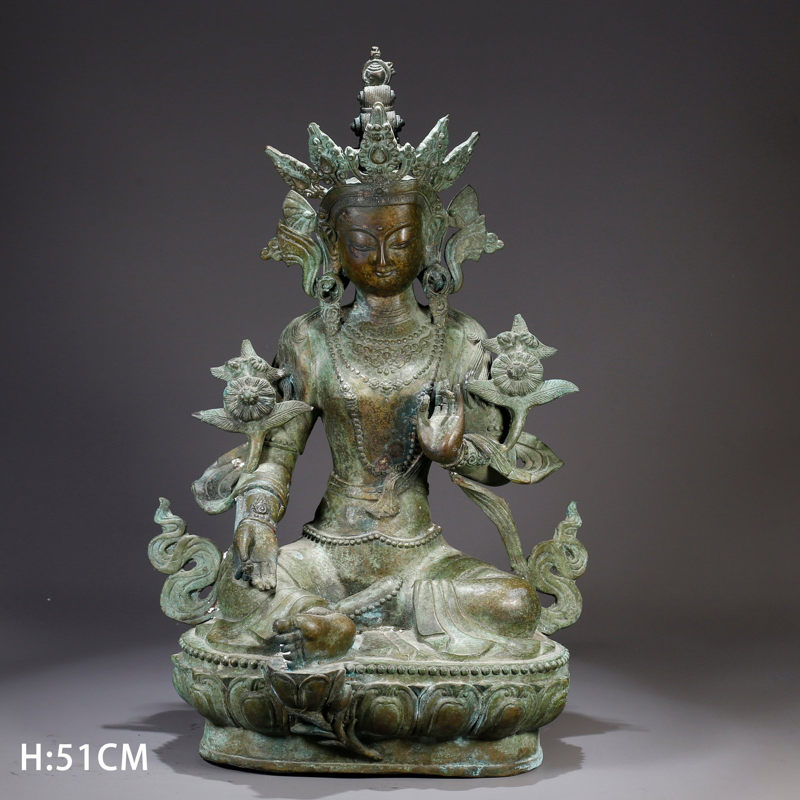 A BRONZE STATUE OF GREEN TARA (1 of 9)