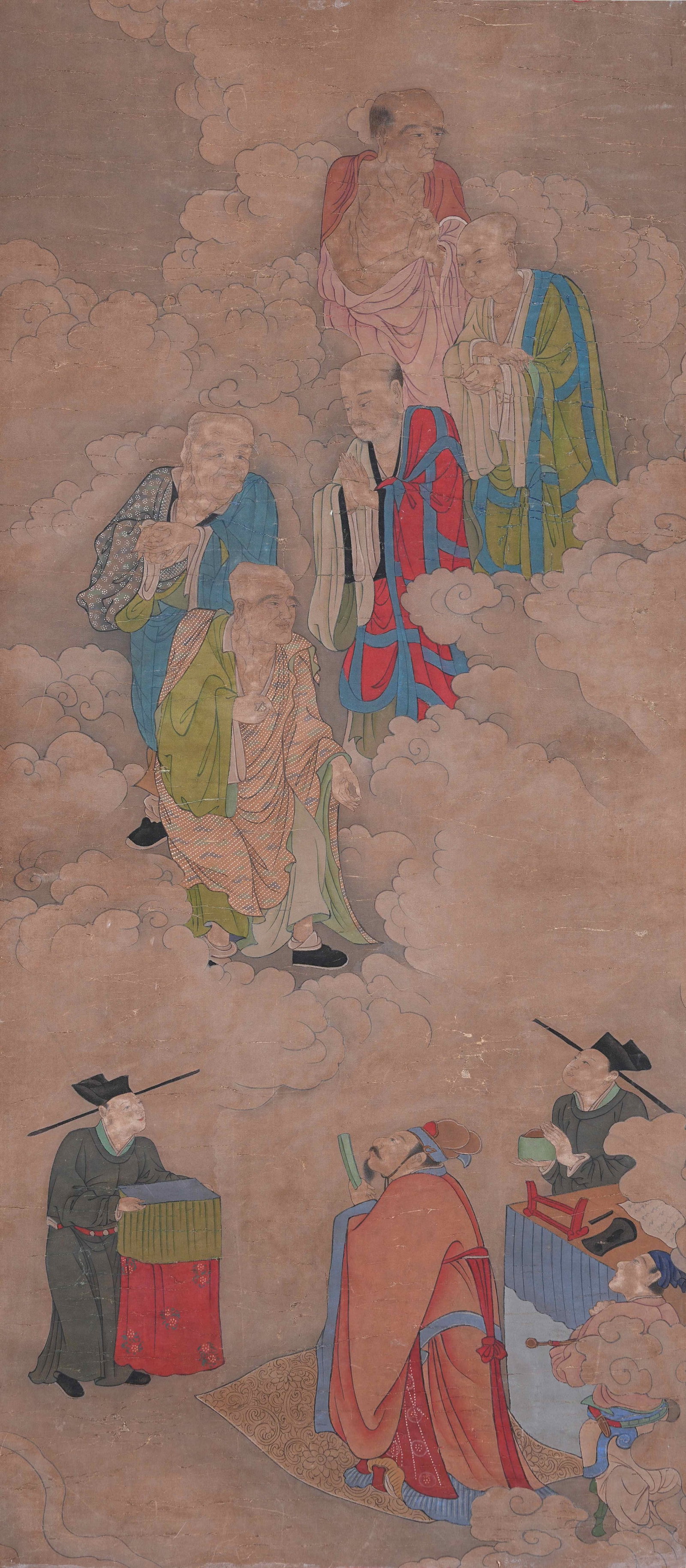 A ARHAT PAINTING ON SILK BY ANONYMOUS.: Arhat Painting on Silk by Anonymous.