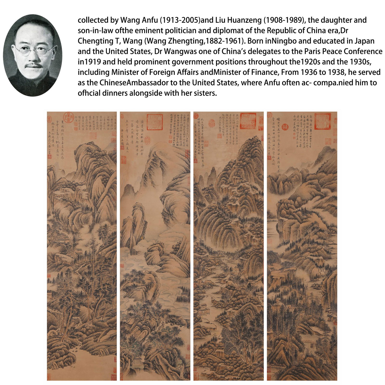 A LANDSCAPE FOUR-PANEL SCREEN (SET) ON PAPER BY HUANG GONGWANG.黃公望 (1 of 20)