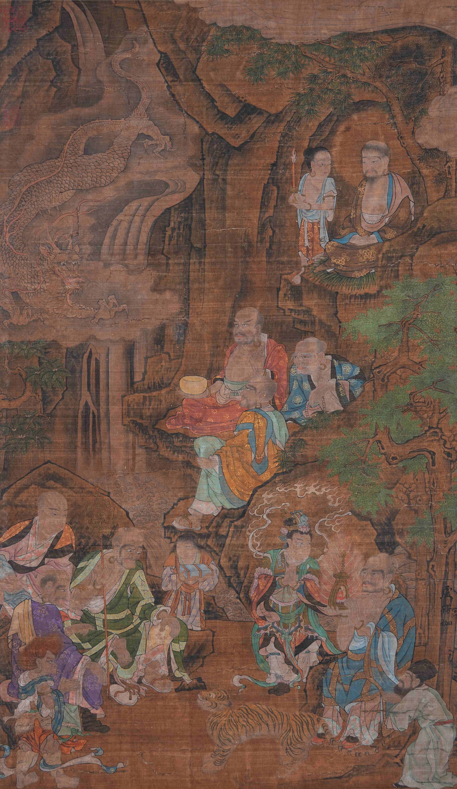 A BUDDHA PAINTING ON SILK BY LU LENGJIA.盧楞伽 (1 of 9)