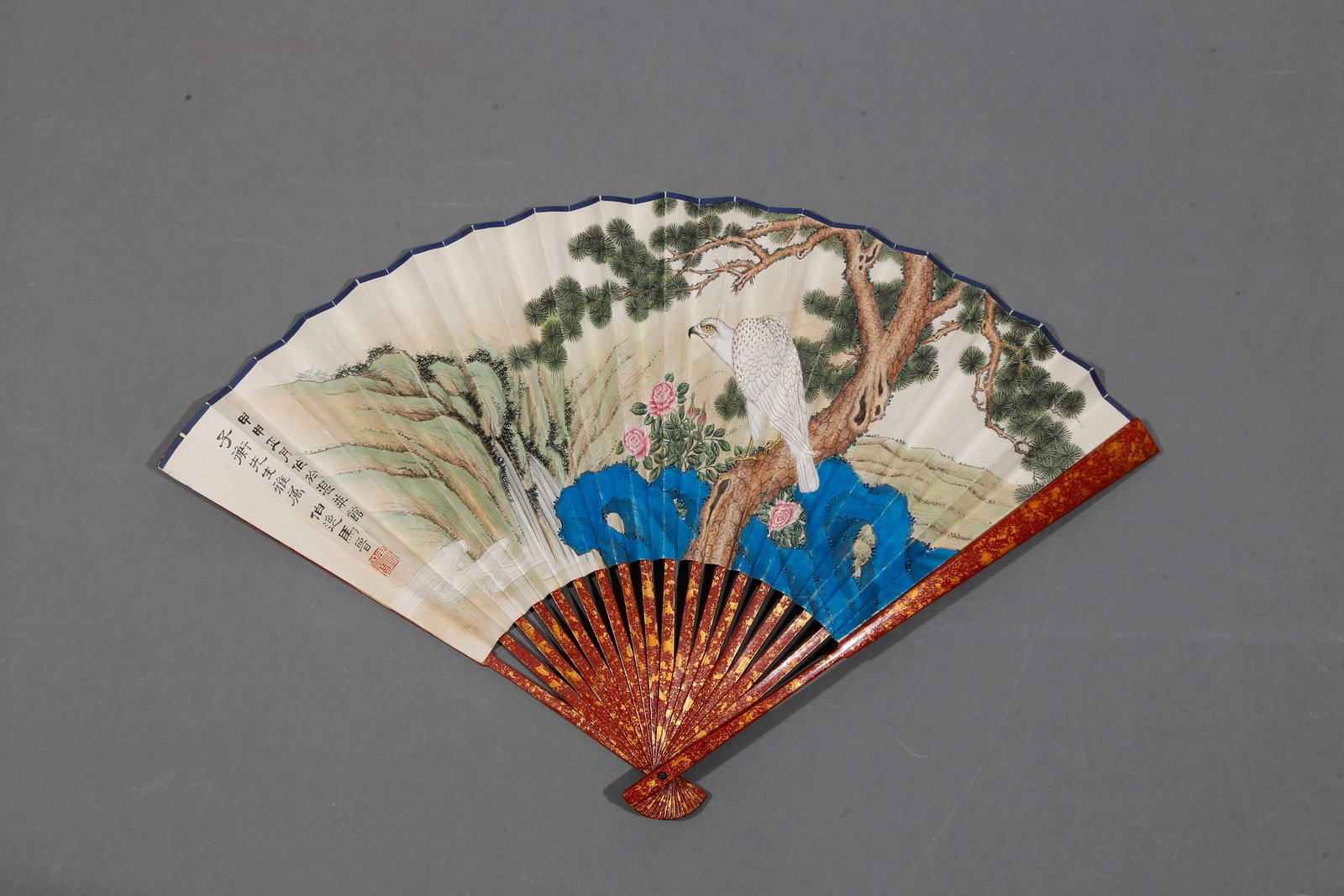 A FLOWER AND BIRD PAINTING ON PAPER FAN BY MA JIN.馬晉 (1 of 7)