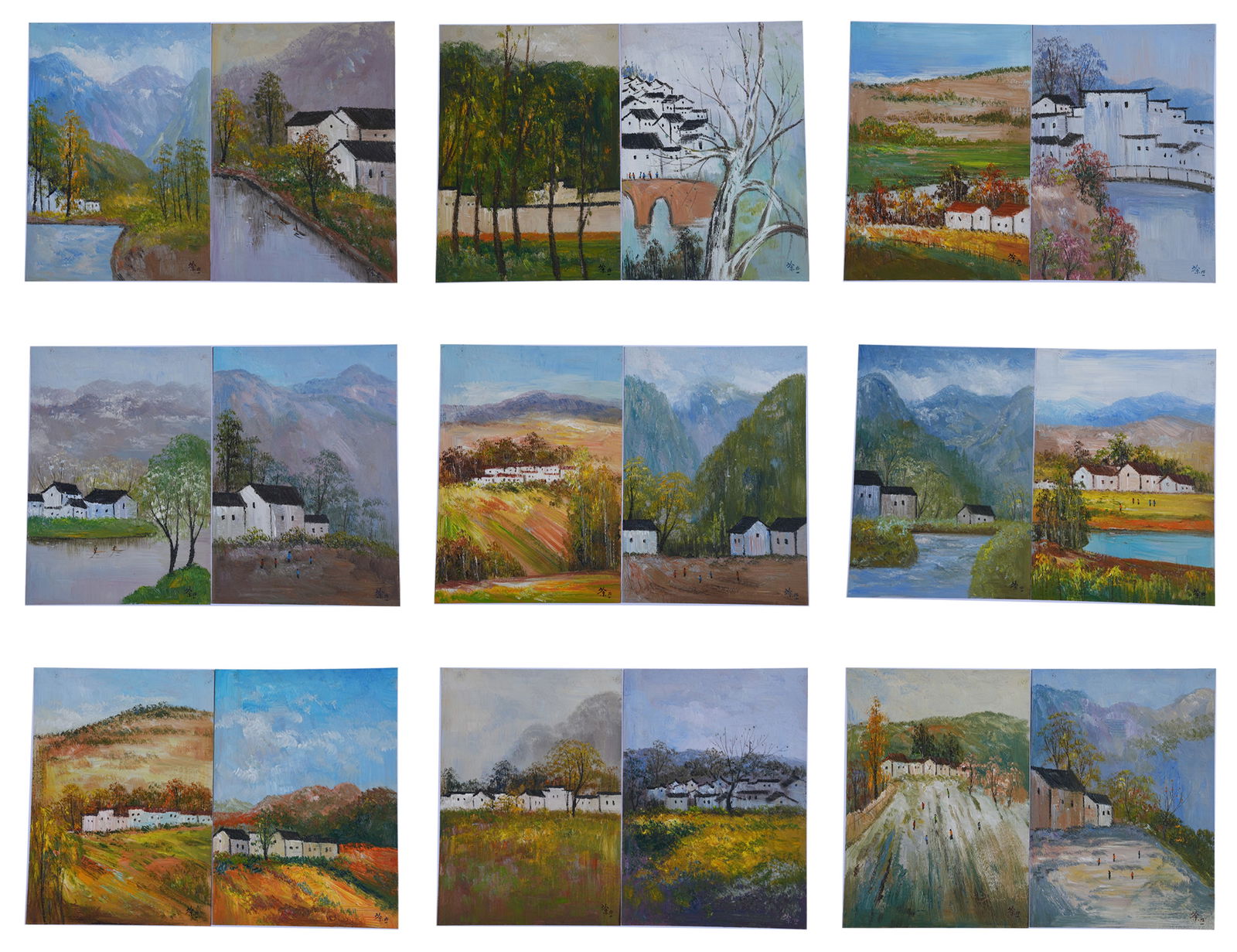 A OIL PAINTING SKETCHBOOK ON PAPER (SET, 20 LEAVES) BY WU GUANZHONG.吳冠中: Oil Painting Sketchbook on Paper (Set, 20 Leaves) by Wu Guanzhong.吳冠中