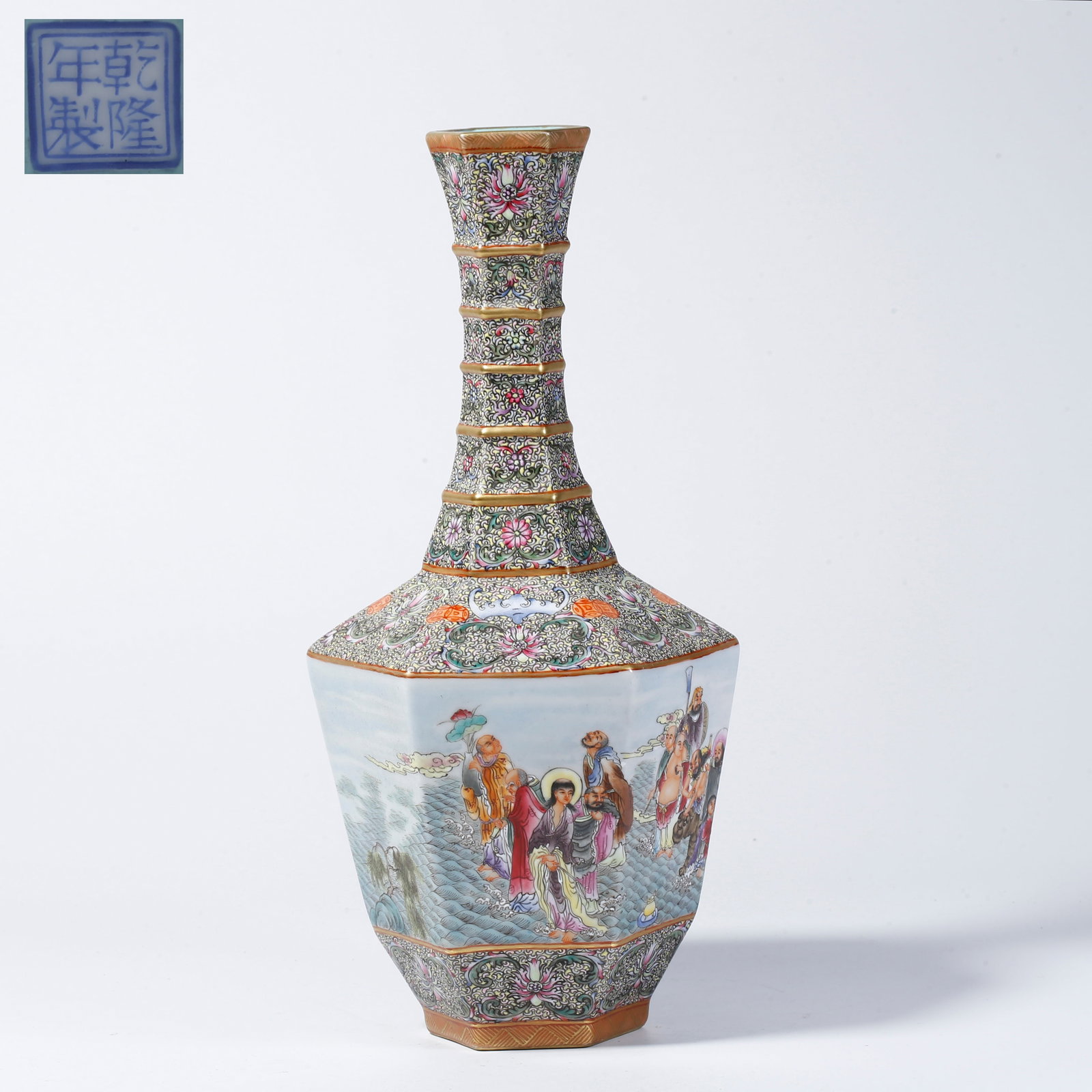 A YANGCAI VASE WITH FIGURE STORY DESIGN: Yangcai vase with figure story design