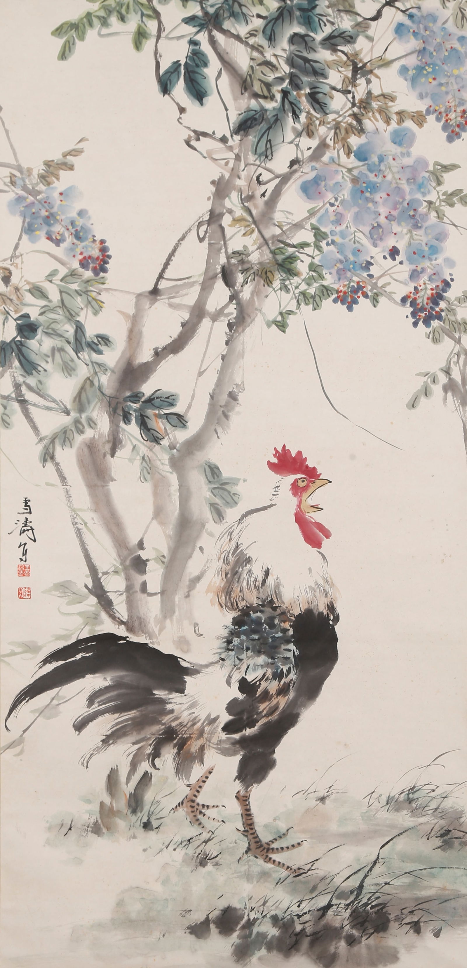 A ROOSTER PAINTING ON PAPER BY WANG XUETAO.王雪濤 (1 of 9)