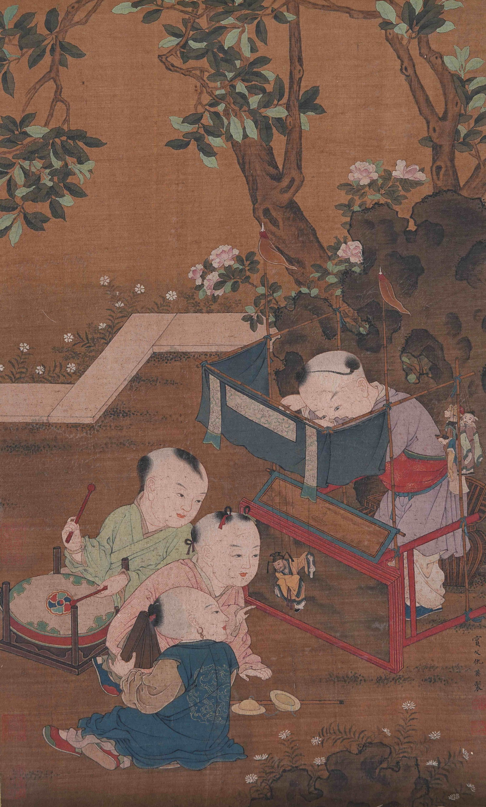 A INFANTS AT PLAY PAINTING ON SILK BY QIU YING.仇英 (1 of 10)