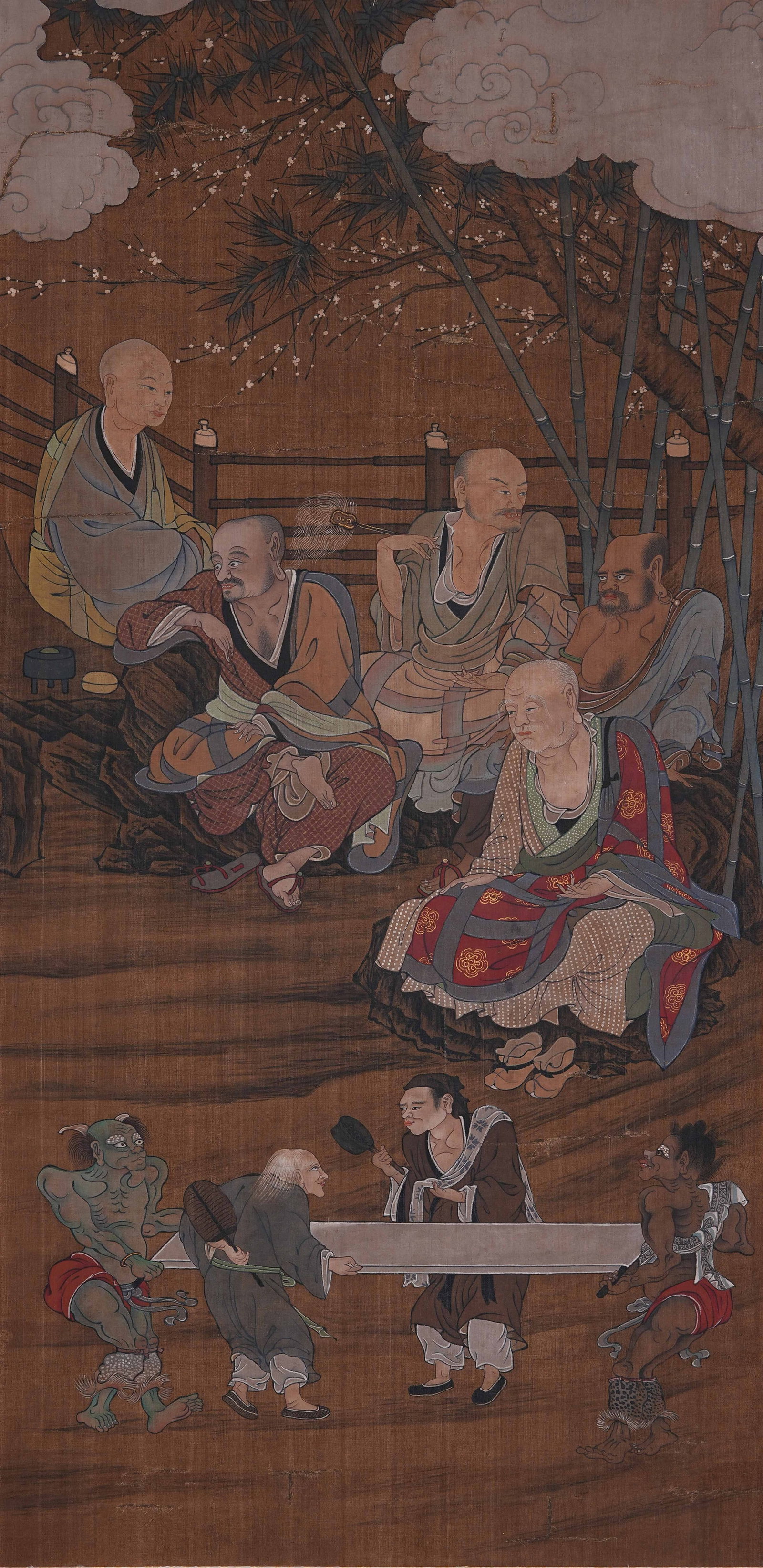 A ARHAT PAINTING ON SILK BY ANONYMOUS.: Arhat Painting on Silk by Anonymous.