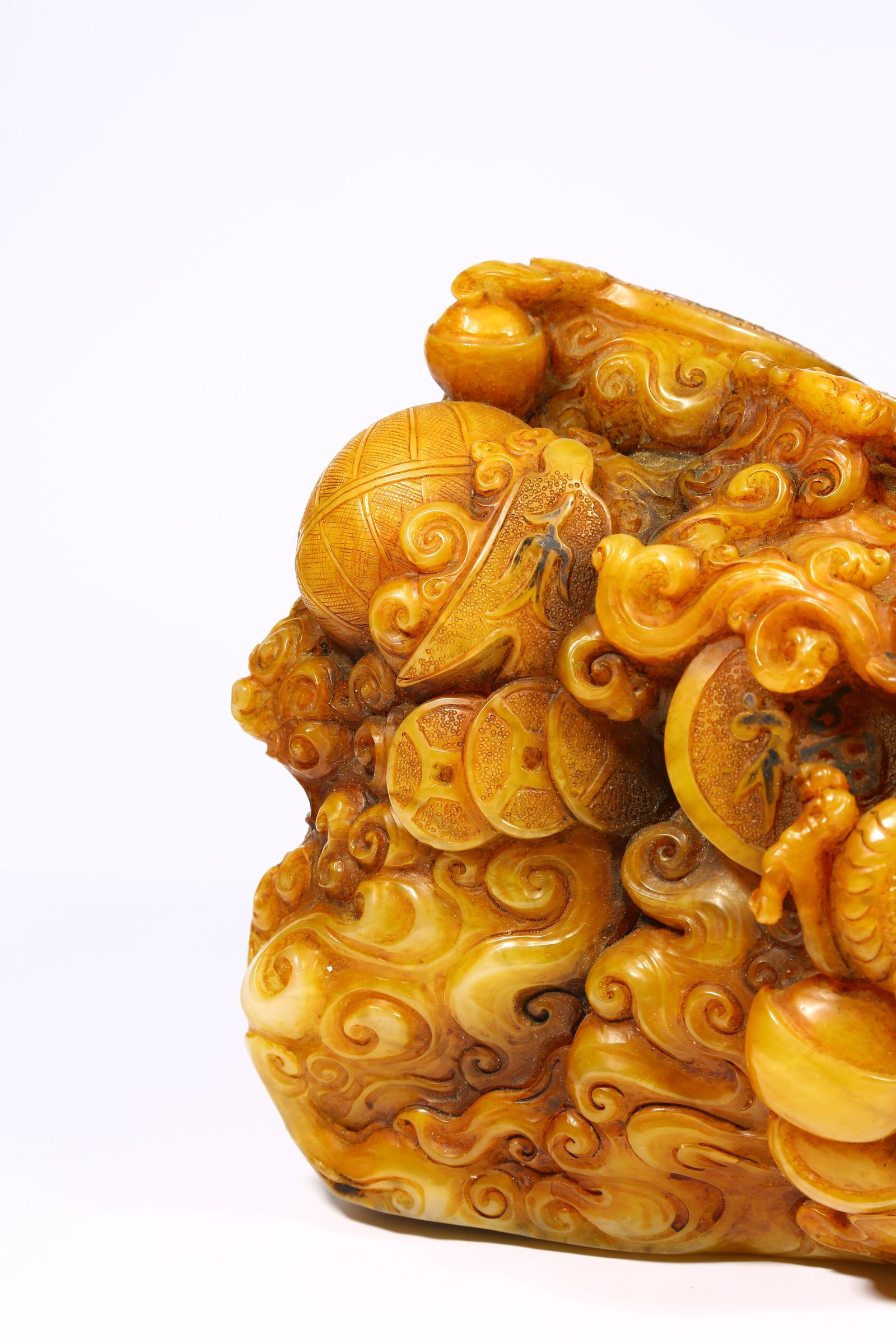 A LARGE SHOUSHAN STONE SEAL WITH CLOUD AND DRAGON PATTERN - 3