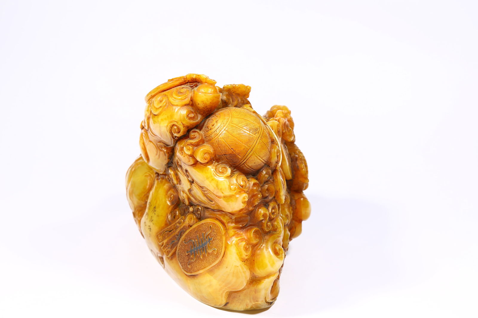 A LARGE SHOUSHAN STONE SEAL WITH CLOUD AND DRAGON PATTERN - 7