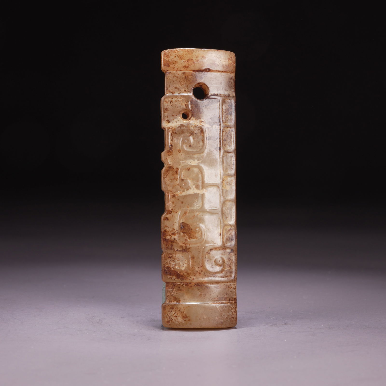 A HIGH-ANTIQUITY JADE HANDLE-SHAPED OBJECT (1 of 9)