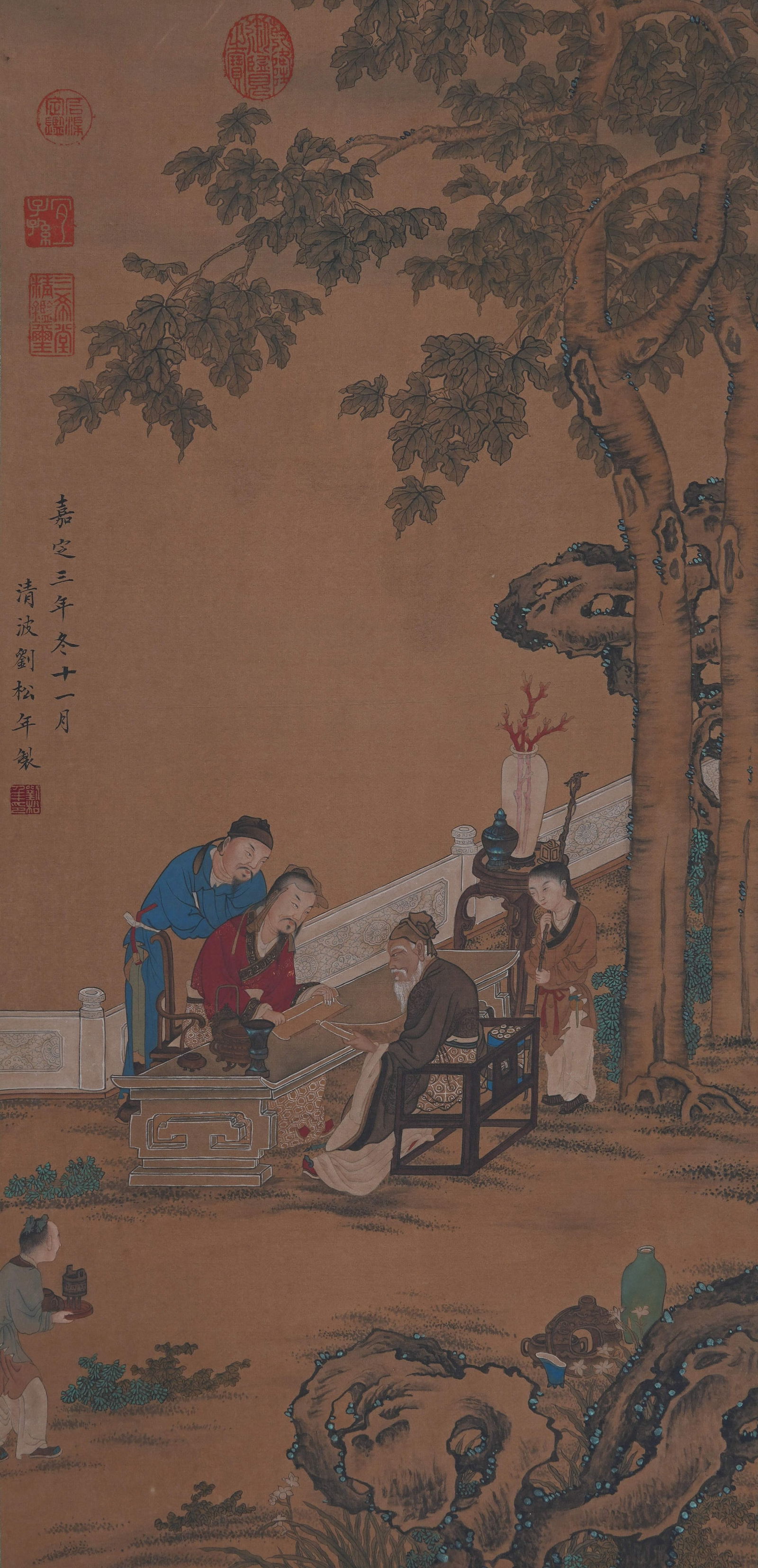 A FIGURE PAINTING ON SILK BY LIU SONGNIAN.劉松年 (1 of 9)