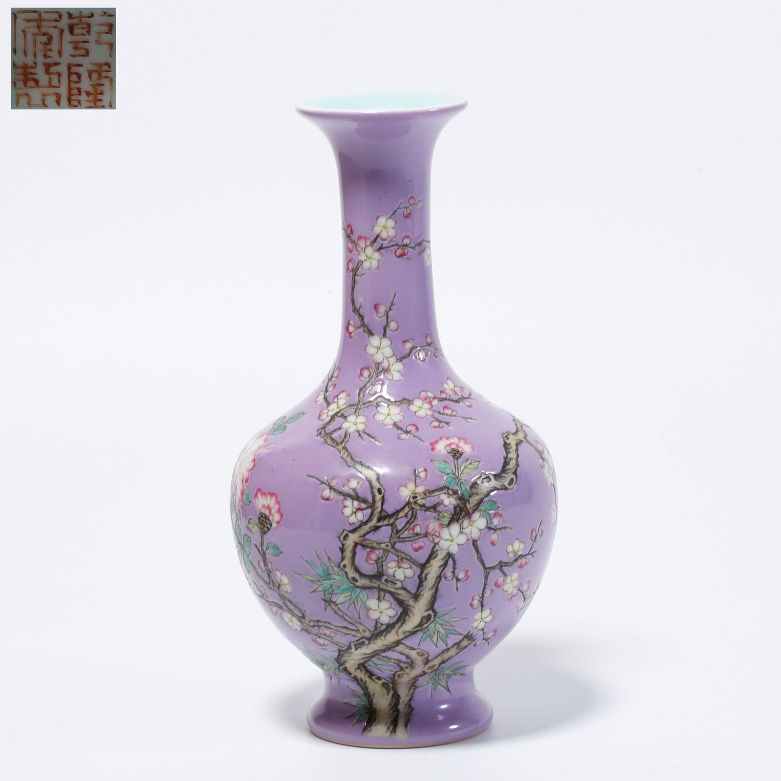 A PURPLE-GLAZED VASE WITH FLORAL DESIGN (1 of 10)