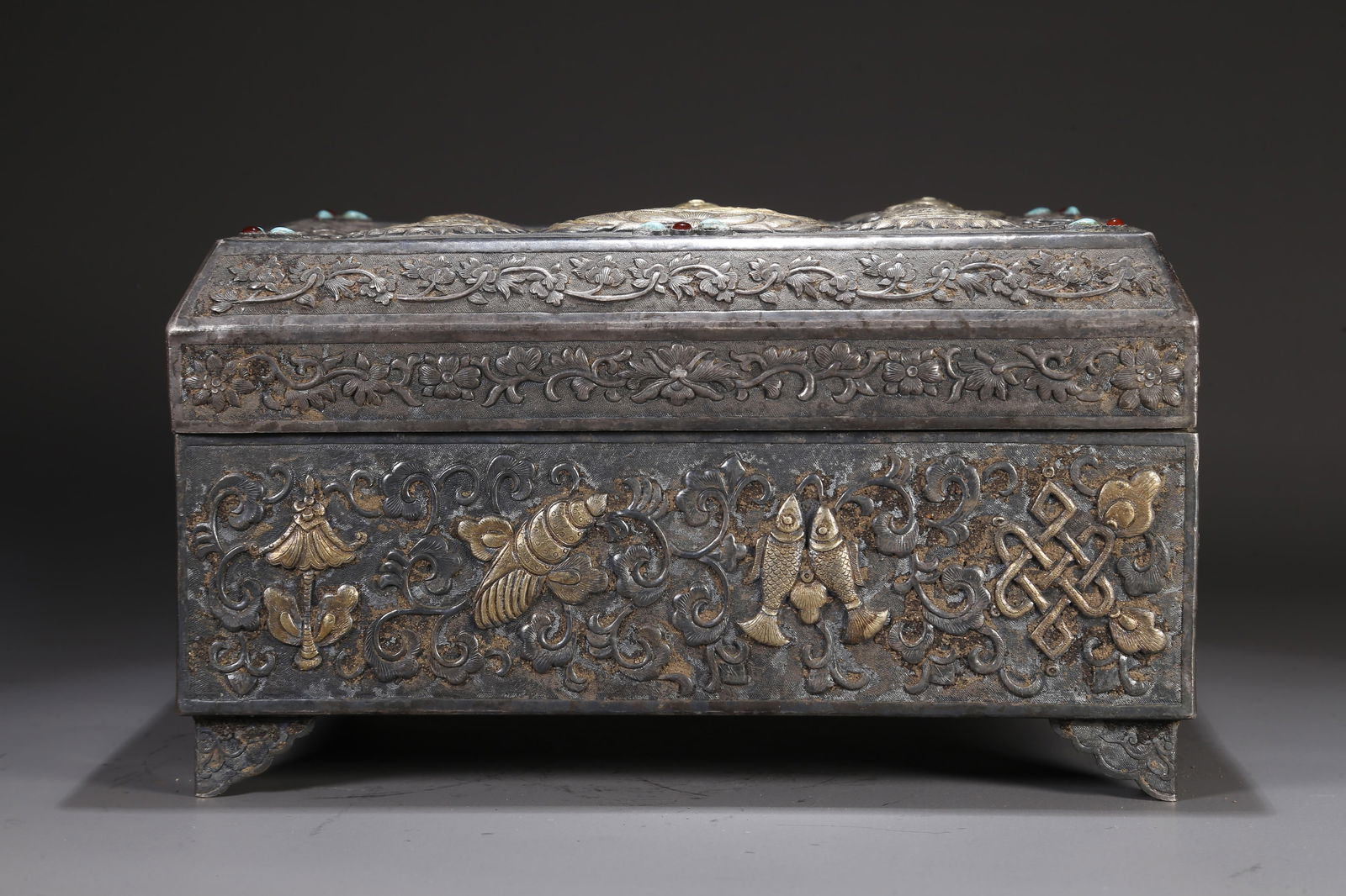 A PARTIALLY GILT SILVER BUDDHIST SCRIPTURES - 2