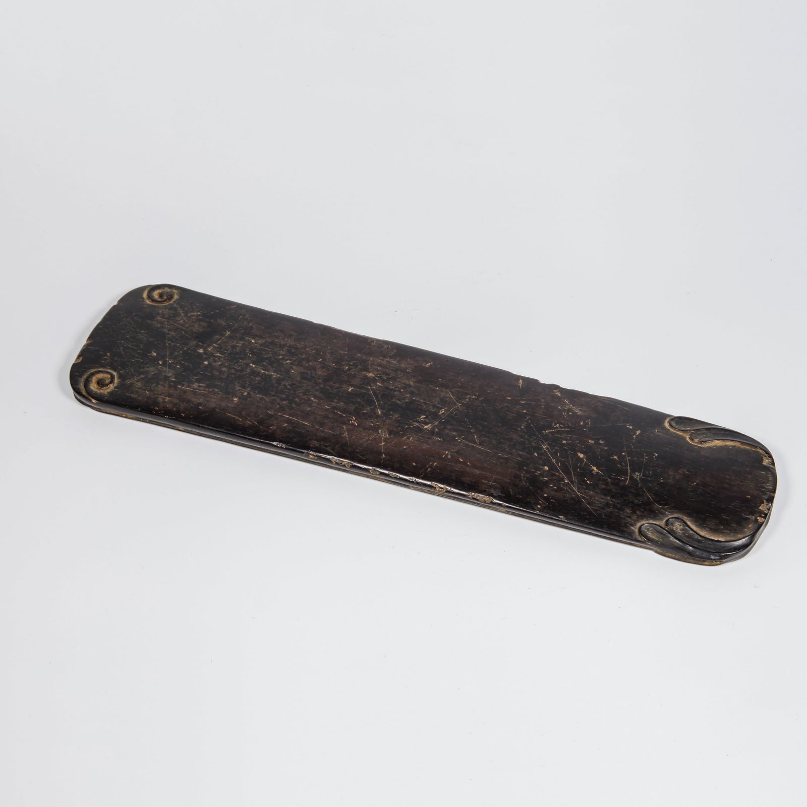 A ZITAN WOOD CARVED ARMREST: Zitan Wood Carved Armrest