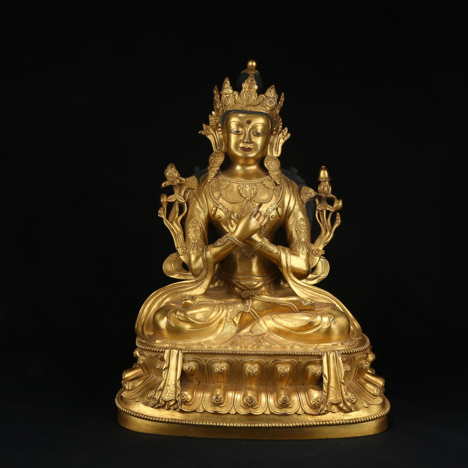 A GILT BRONZE FIGURE OF VAJRADHARA: Gilt Bronze Figure of Vajradhara