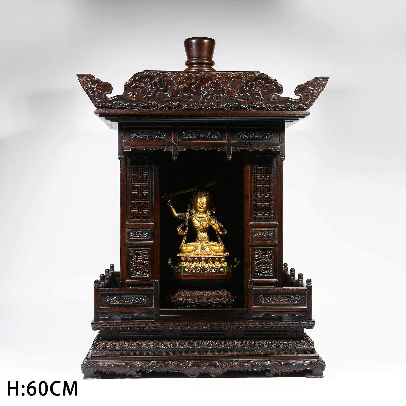 A ZITAN WOOD BUDDHA SHRINE: Zitan Wood Buddha Shrine