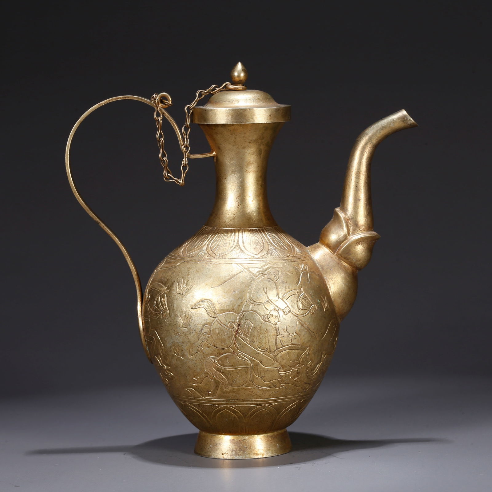 A GILT BRONZE EWER WITH NARRATIVE SCENES (1 of 11)