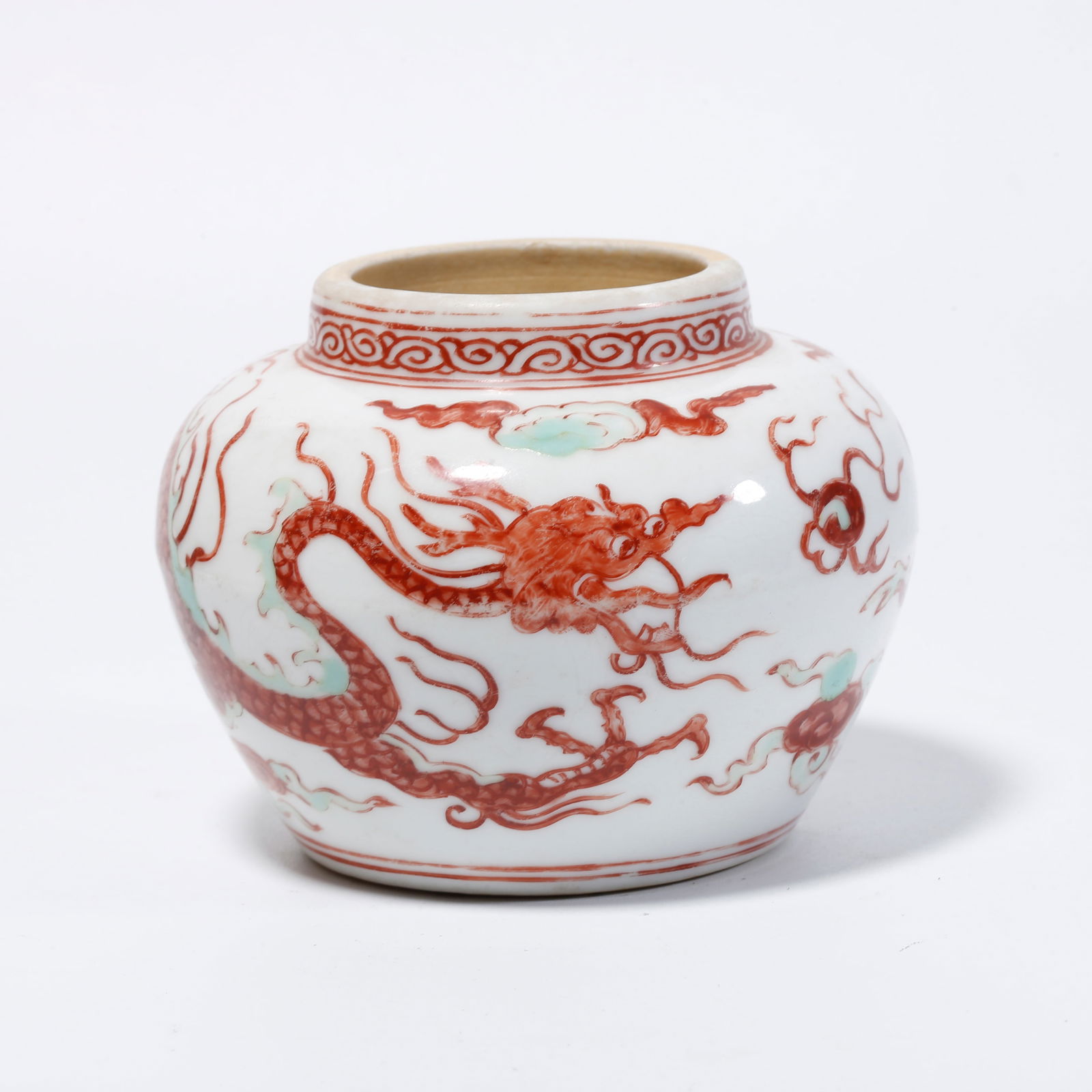A UNDERGLAZE RED JAR WITH CLOUD AND DRAGON DESIGN (1 of 9)