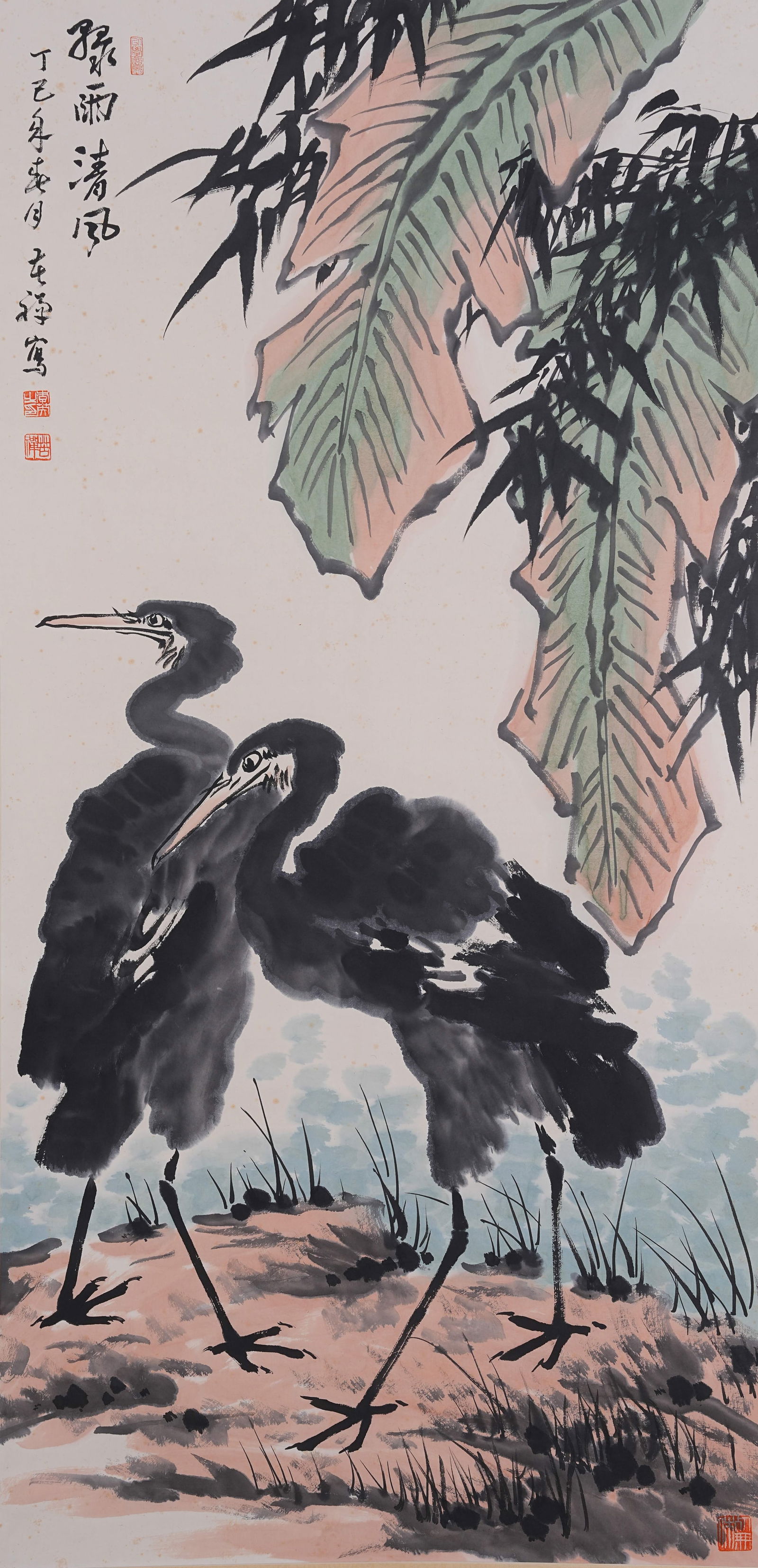 A FLOWER AND BIRD PAINTING ON PAPER BY LI KUCHAN.李苦禪: Flower and Bird Painting on Paper by Li Kuchan.李苦禪