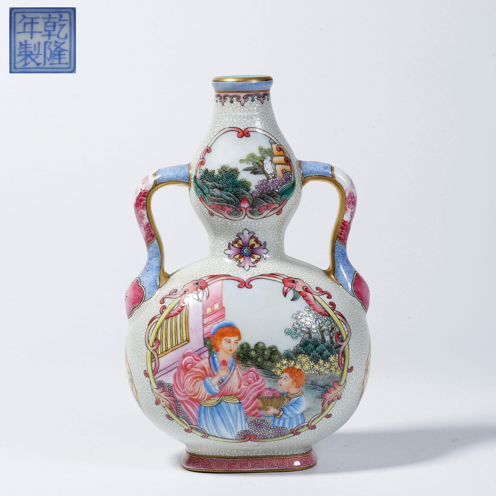 A YANGCAI GOURD-SHAPED VASE WITH WESTERN FIGURE DESIGN (1 of 10)