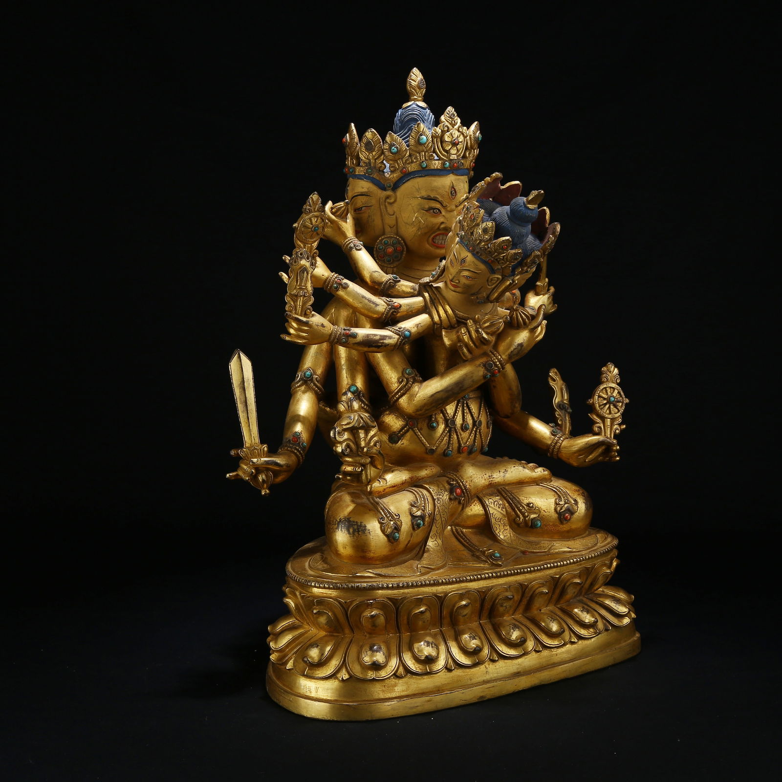A GILT BRONZE STATUE OF YAMANTAKA (1 of 9)