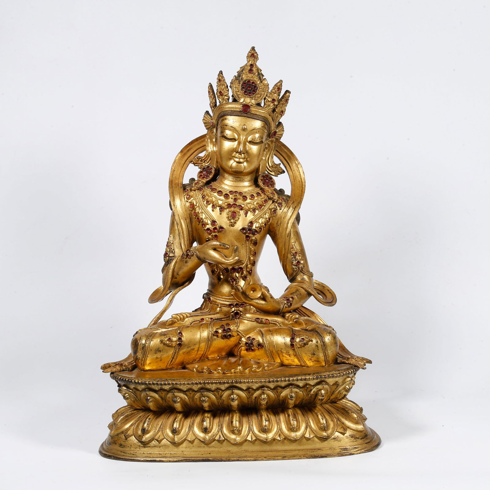 A GILT-BRONZE VAJRA FIGURE: Gilt-bronze Vajra figure