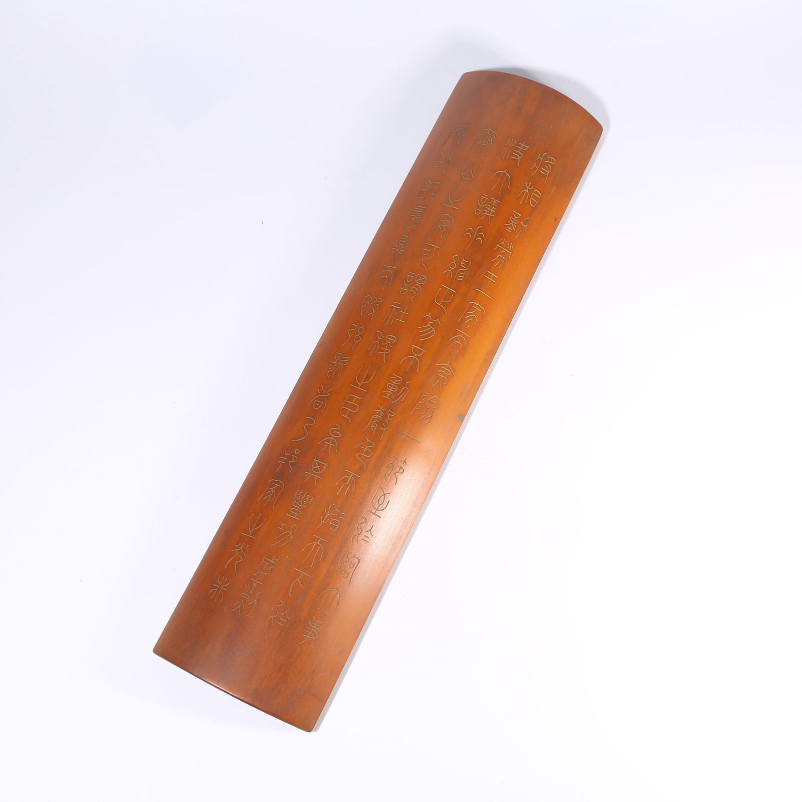 A BAMBOO CARVED ARMREST WITH POETRY AND INSCRIPTIONS: Bamboo Carved Armrest with Poetry and Inscriptions