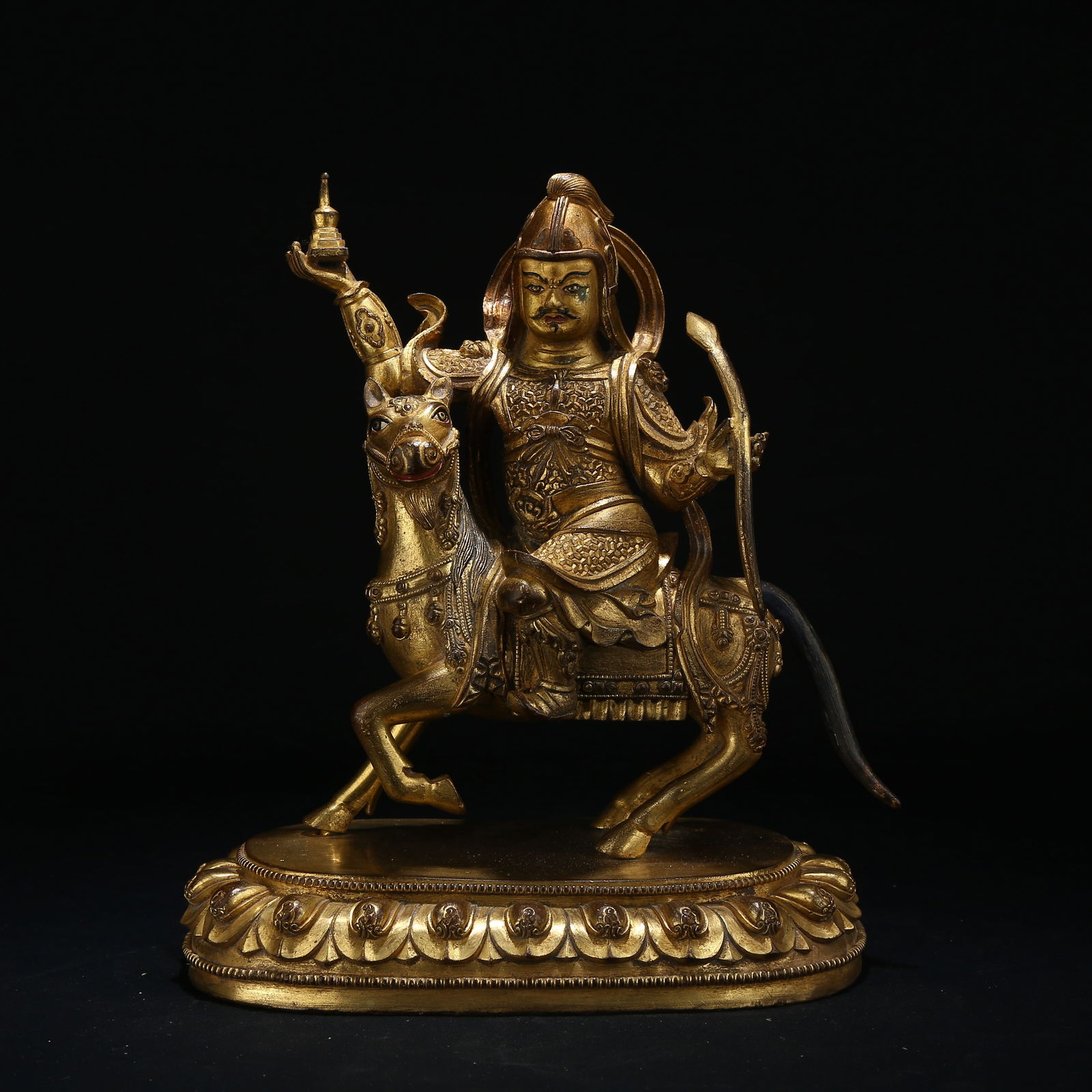 A GILT BRONZE STATUE OF A DHARMAPALA (PROTECTOR DEITY) (1 of 9)