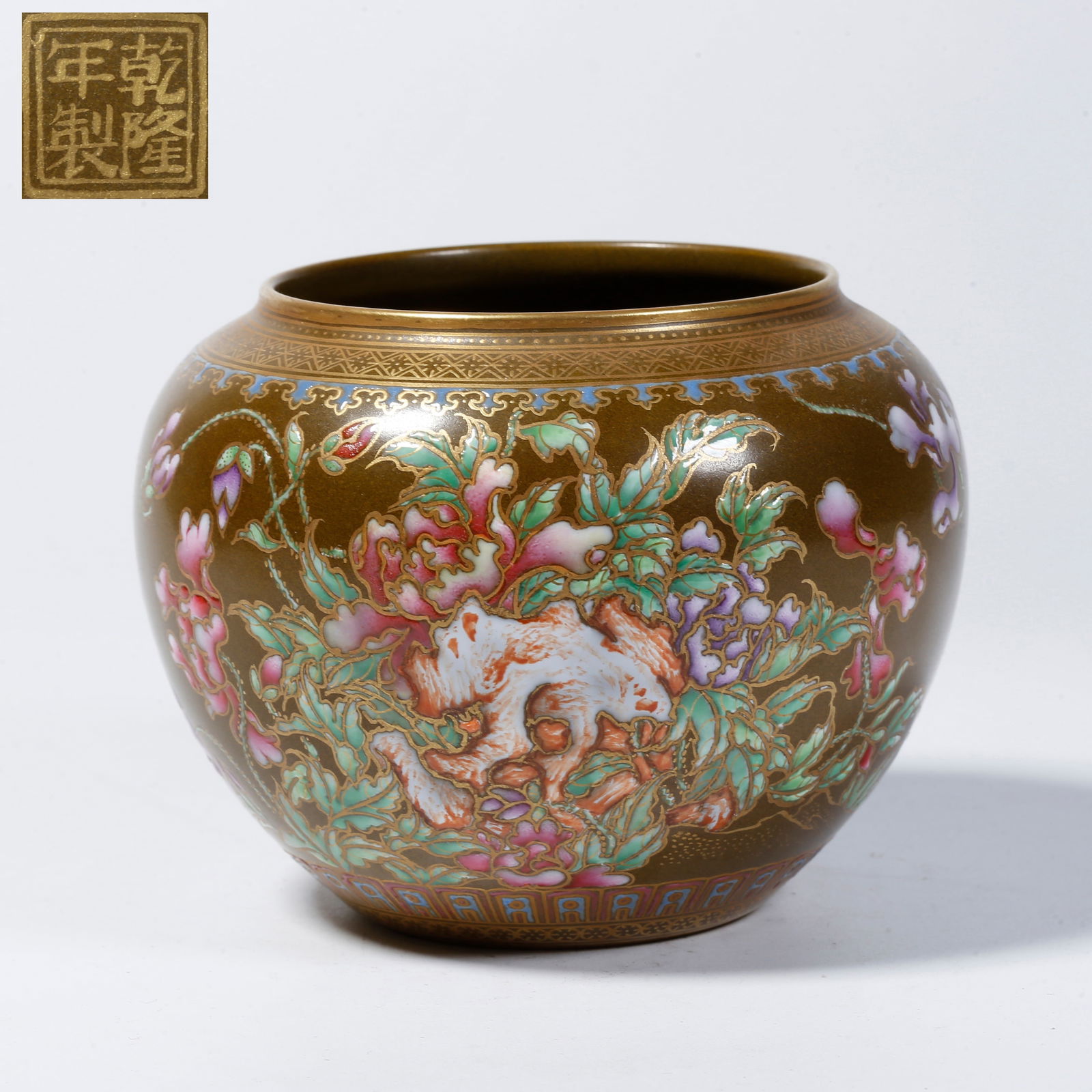 A TEA-DUST-GLAZED JAR WITH FLORAL DESIGN (1 of 9)
