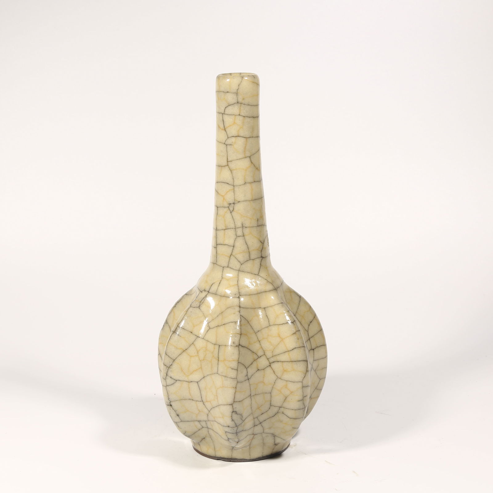 A GE KILN MULTI-FACETED LONG-NECK VASE (1 of 9)